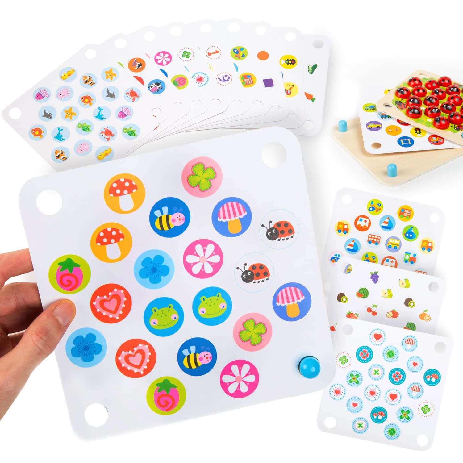 Nene Toys Educational Memory Extension Cards - 24 Extra Themed Patterns – Additional Matching Cards with Numbers, Letters, Animals, Body Parts [Nene Toys Exclusive Size]