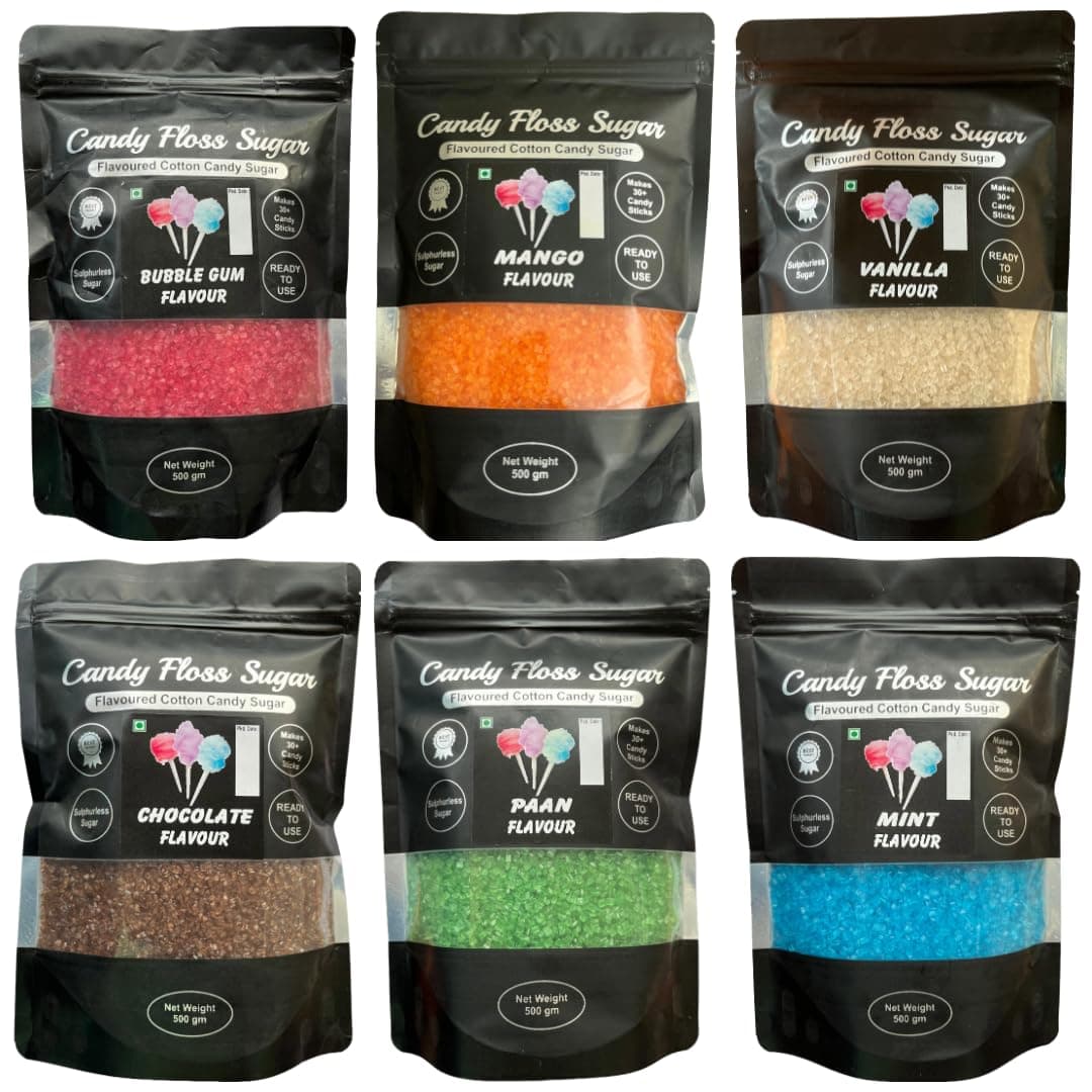 Candy Floss/Cotton Candy Sugar (Flavoured) Bubble Gum, Mango, Vanilla, Chocolate, Paan, Mint