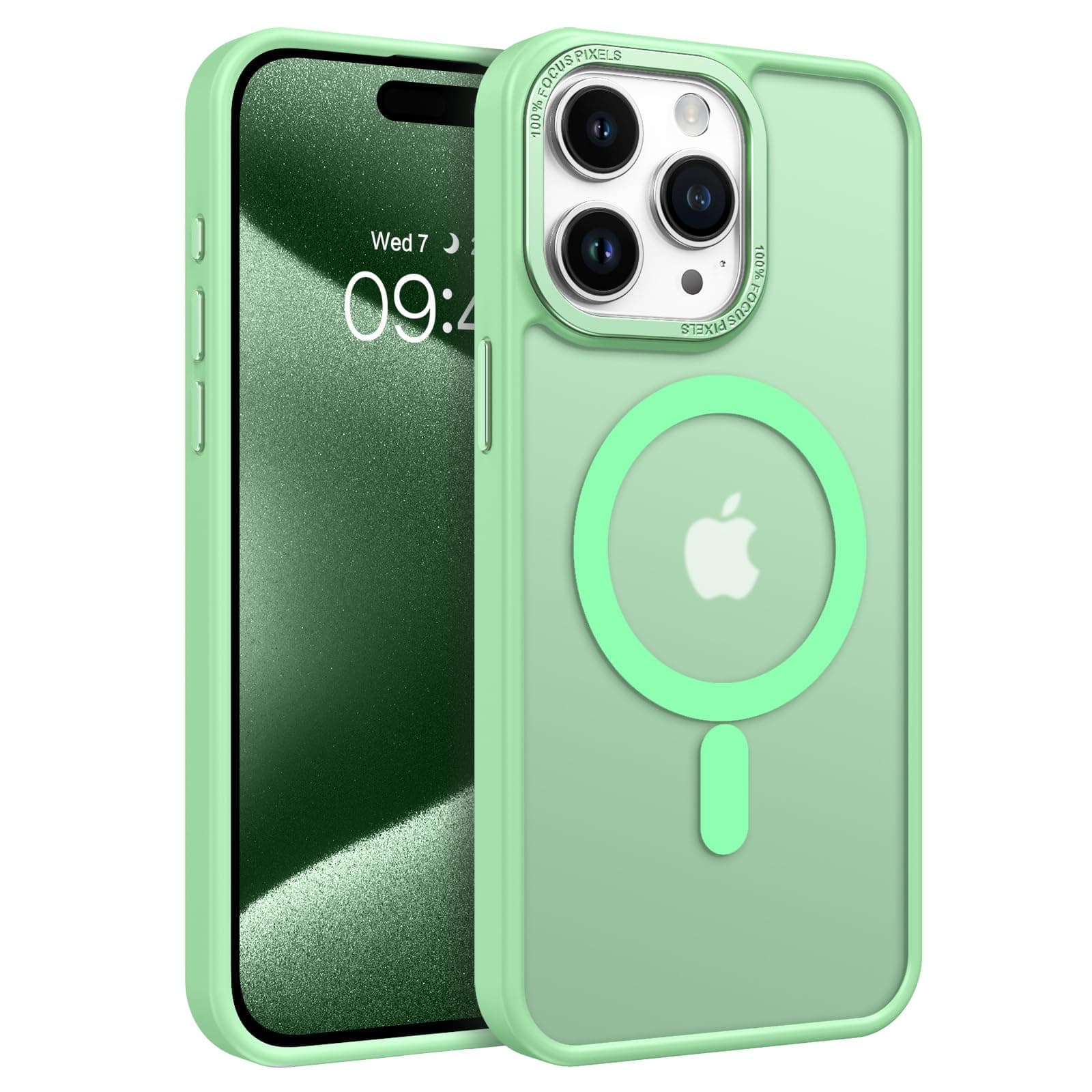 BENTOBEN Magnetic for iPhone 15 Pro Max Case,[Compatible with MagSafe] Translucent Matte Frosted Anti-Fingerprint Slim Shockproof Women Men Protective Cover Case for iPhone 15 Pro Max 6.7",Green