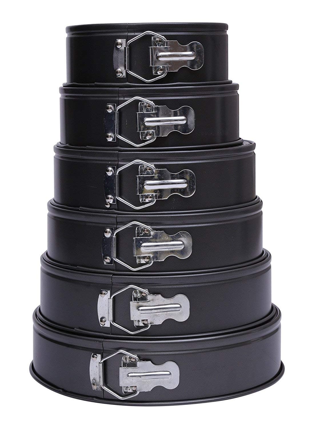 EOWQON® Set 6 Pieces Teflon Coated Spring Form Cake Mould Pan Set, Baking Tray, Removable Cake Mould