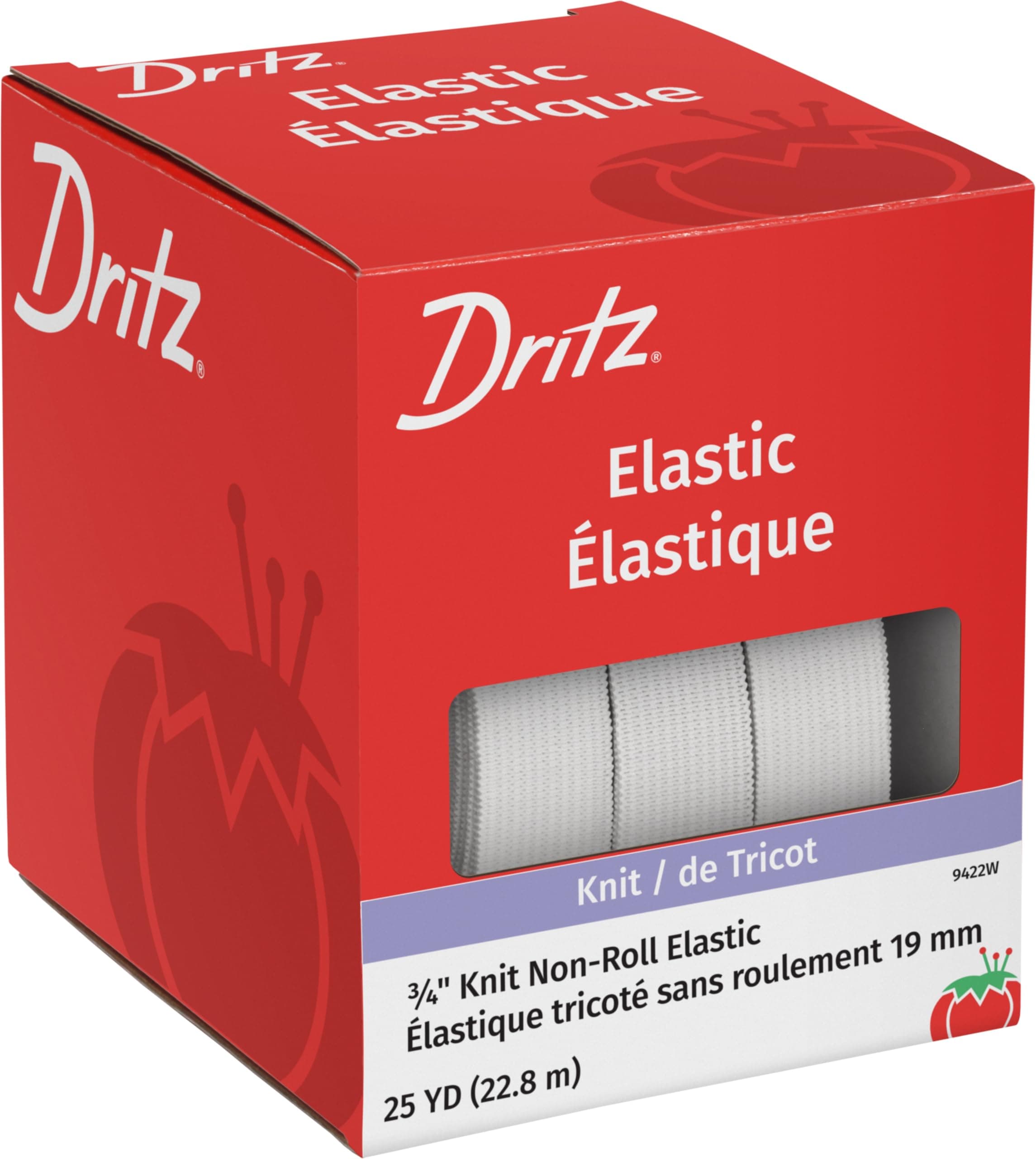 Dritz 9422W Non-Roll Knit Elastic, White, 3/4-Inch by 25-Yard