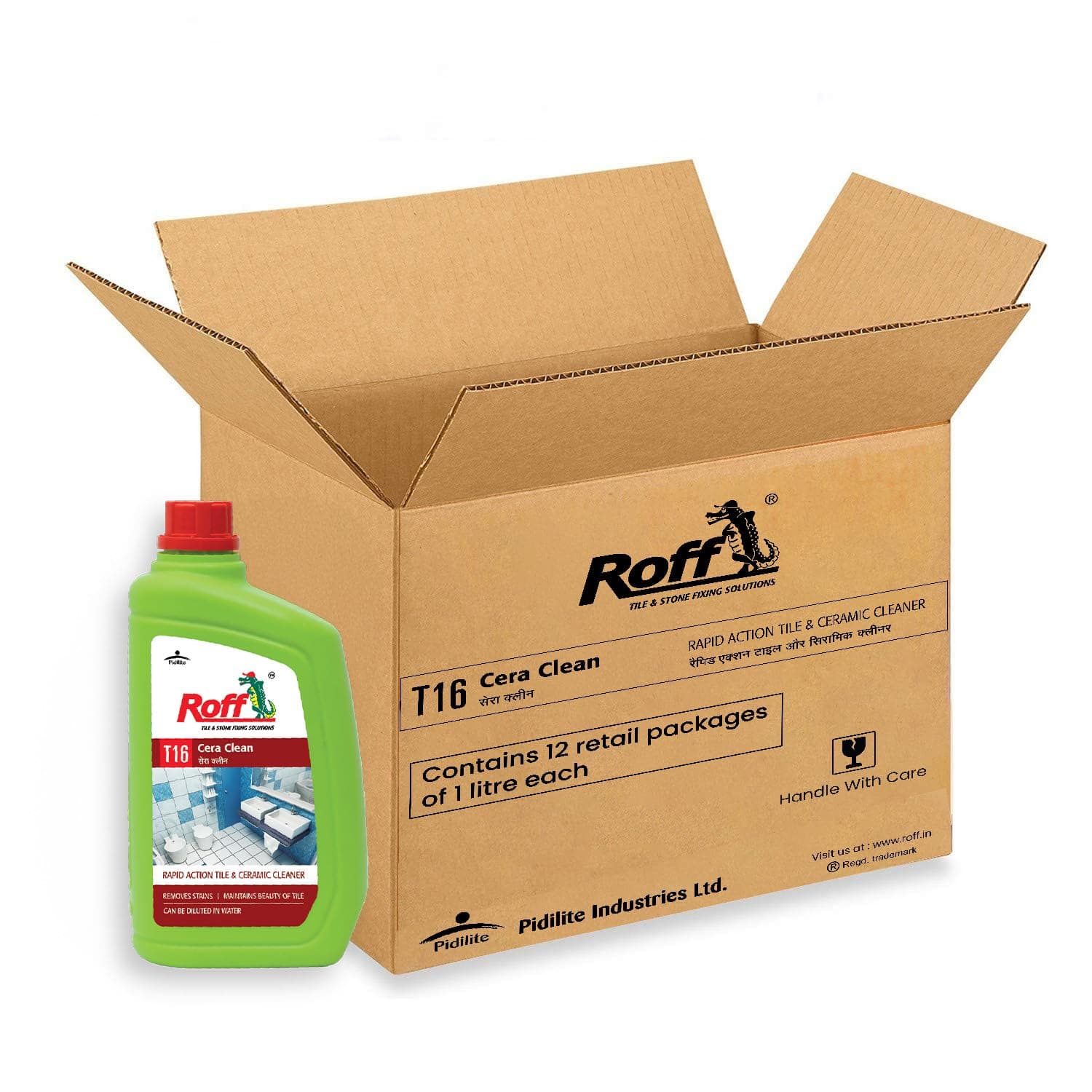Pidilite Roff Cera Clean All Purpose Tile, Floor & Wall Cleaner 1 Ltr Pack of 12, Advance, Bedroom & Bathroom Floors, Removes Grease, Dirt & Tough Stains