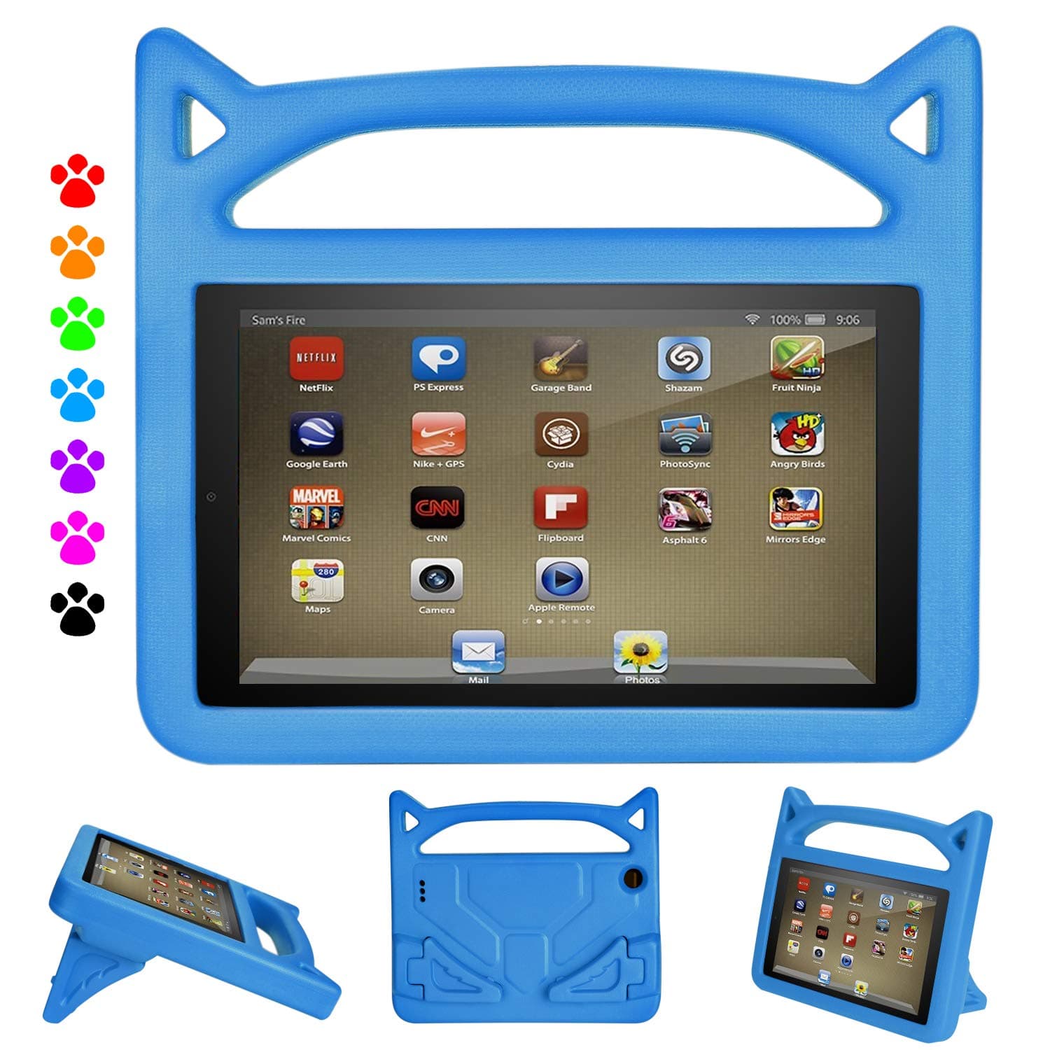 Fire HD 8 Tablet Case for Kids-Dinines Shock Proof Light Weight Kid Proof Case for All New Fire HD 8 inch Tablet (8th Generation 2018 /6th Generation 2016/7th Generation 2017) (Blue)