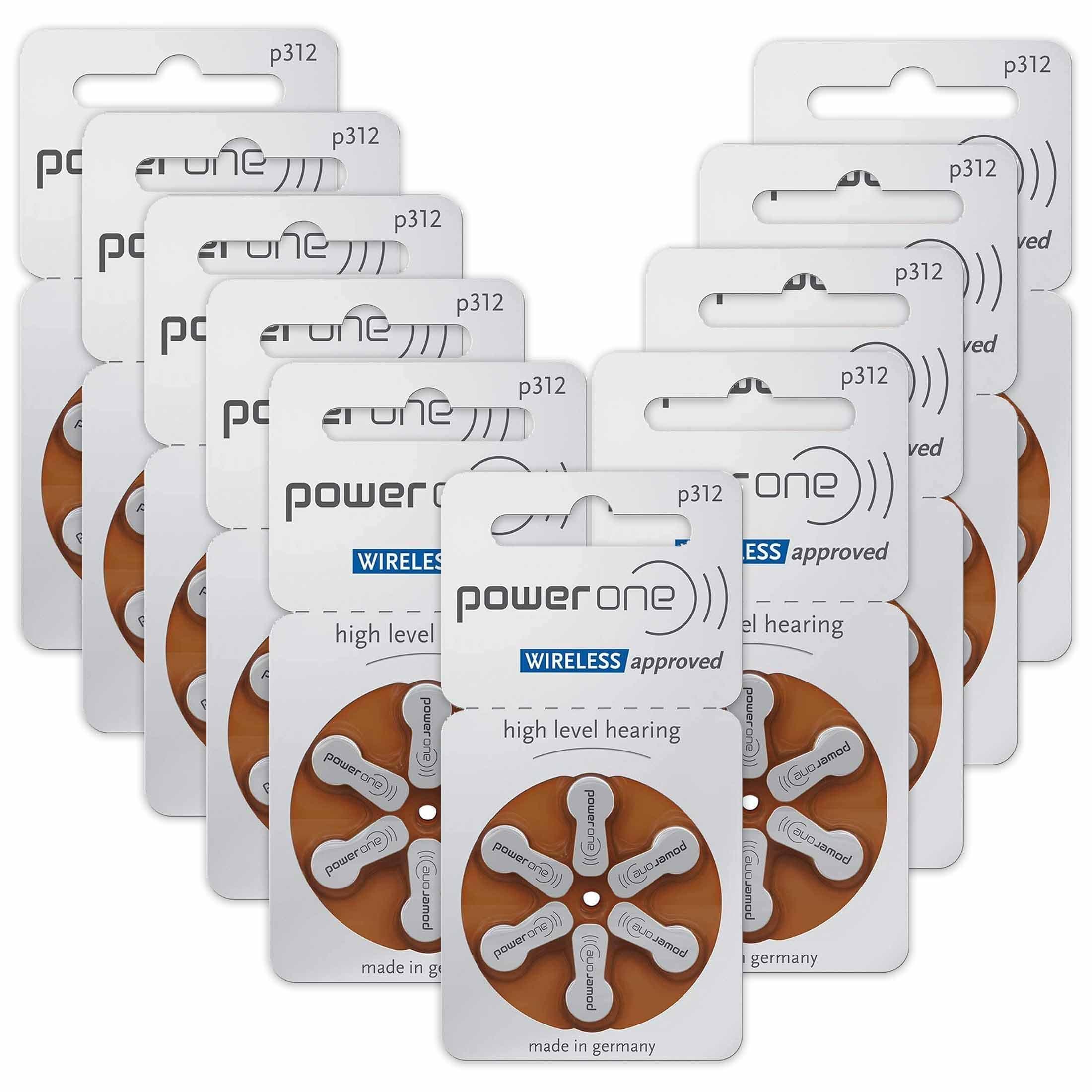 Size P312 Powerone Hearing Aid Batteries, 60 Count