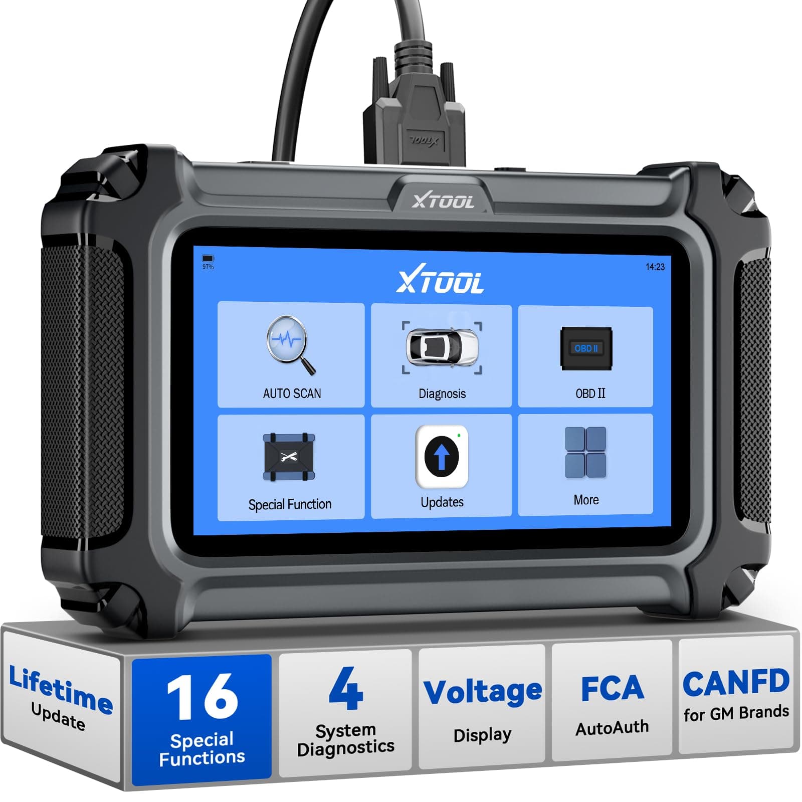 XTOOL D5S OBD2 Scanner with Touchscreen: Code Reader for Cars & Trucks with 16 Resets, Crank Sensor Relearn, Throttle Relearn, EPB, FCA, CAN FD for GM, Engine ABS SRS Transmission Car Diagnostic Tool