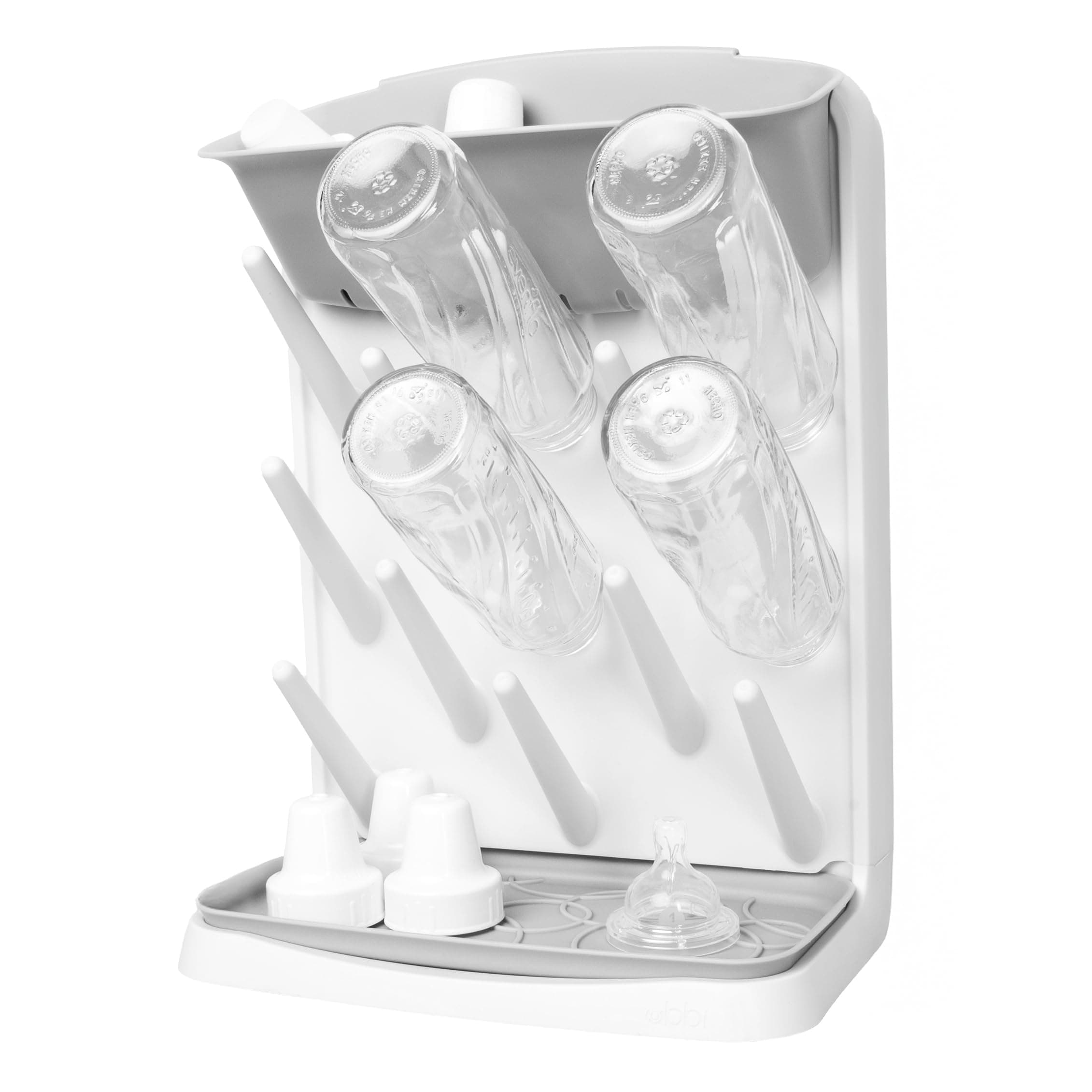 Vertical Baby Bottle Drying Rack, Space Saving Countertop Drying Rack Baby Organizer, Gray