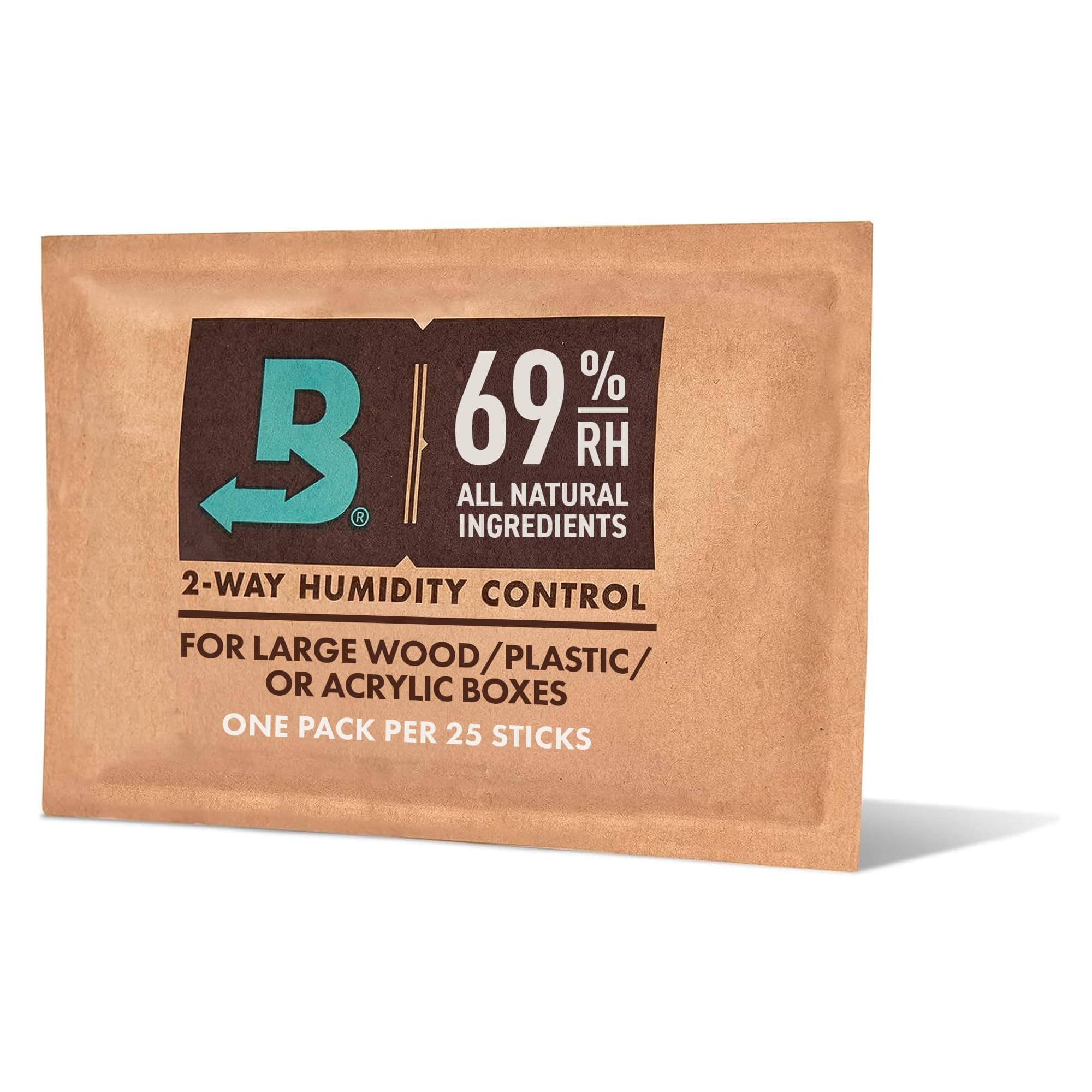 Boveda 69% Two-Way Humidity Control Pack For Storing Up to 25 Items – Size 60 – Single – Plastic & Wood Humidifier Boxes & Zip Lock Bags – Moisture Absorber – Humidifier Pack – Individually Wrapped
