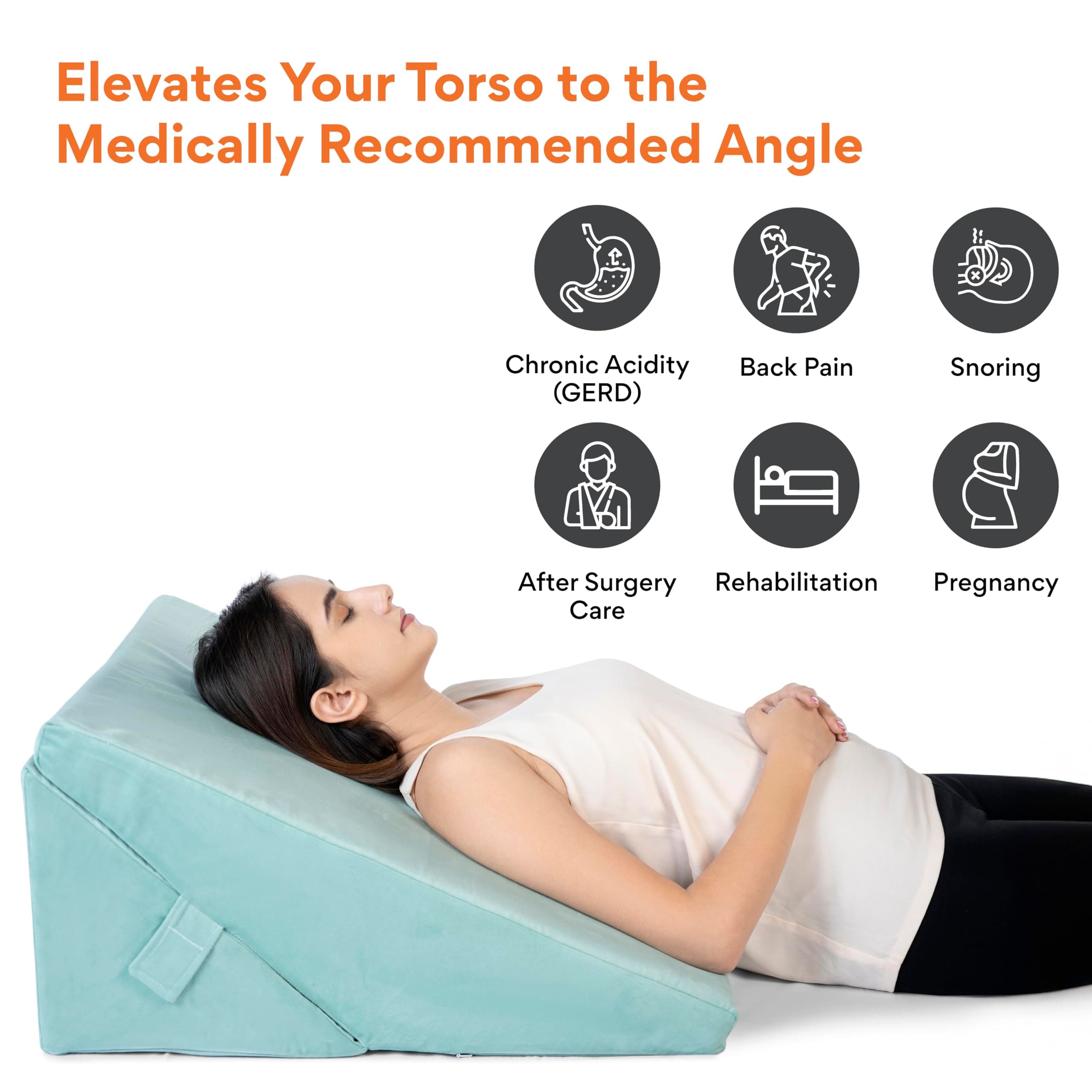 FOVERA Adjustable 9 & 12 Inch Memory Foam Bed Wedge Pillow for Acid Reflux, GERD, Snoring, Coughing, Heartburn, Back, Leg and Knee Pain, Post Surgery (Aqua Green, XL Size - 24 x 28 x 12 Inch)