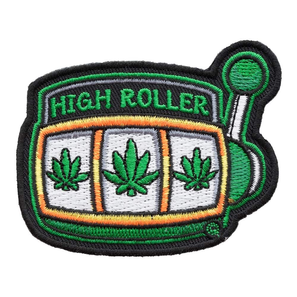 PatchStop High Roller Marijuana Leaf Iron On Patches for Clothing Jeans - 3x2.5in Small DIY Sew On Patch for Jackets Bags - Embroidered Gambling Decorative Patches