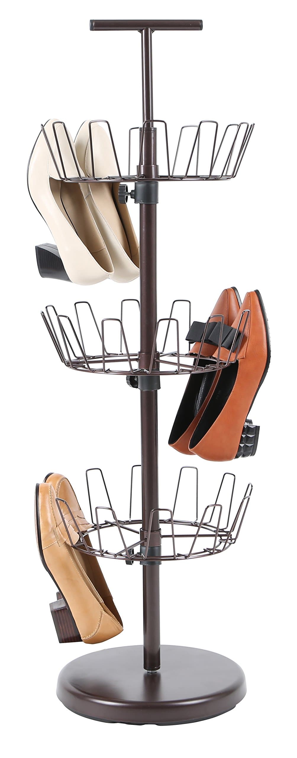 3 Tier Revolving Shoe Rack, Bronze