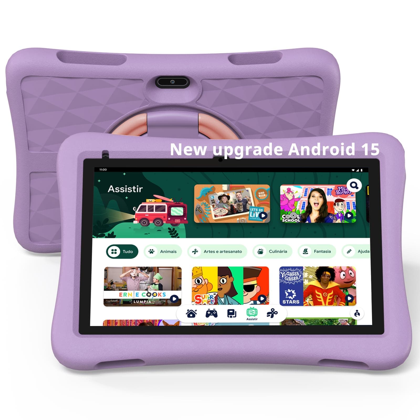 Kids Tablet Android 15, 10 inch with Google Kids Space, 9GB (3+6GB expansion) RAM/64GB Storage, 5-core, 6000mAh Battery, Parental Control, WiFi, PlimPad Tablet (Purple)