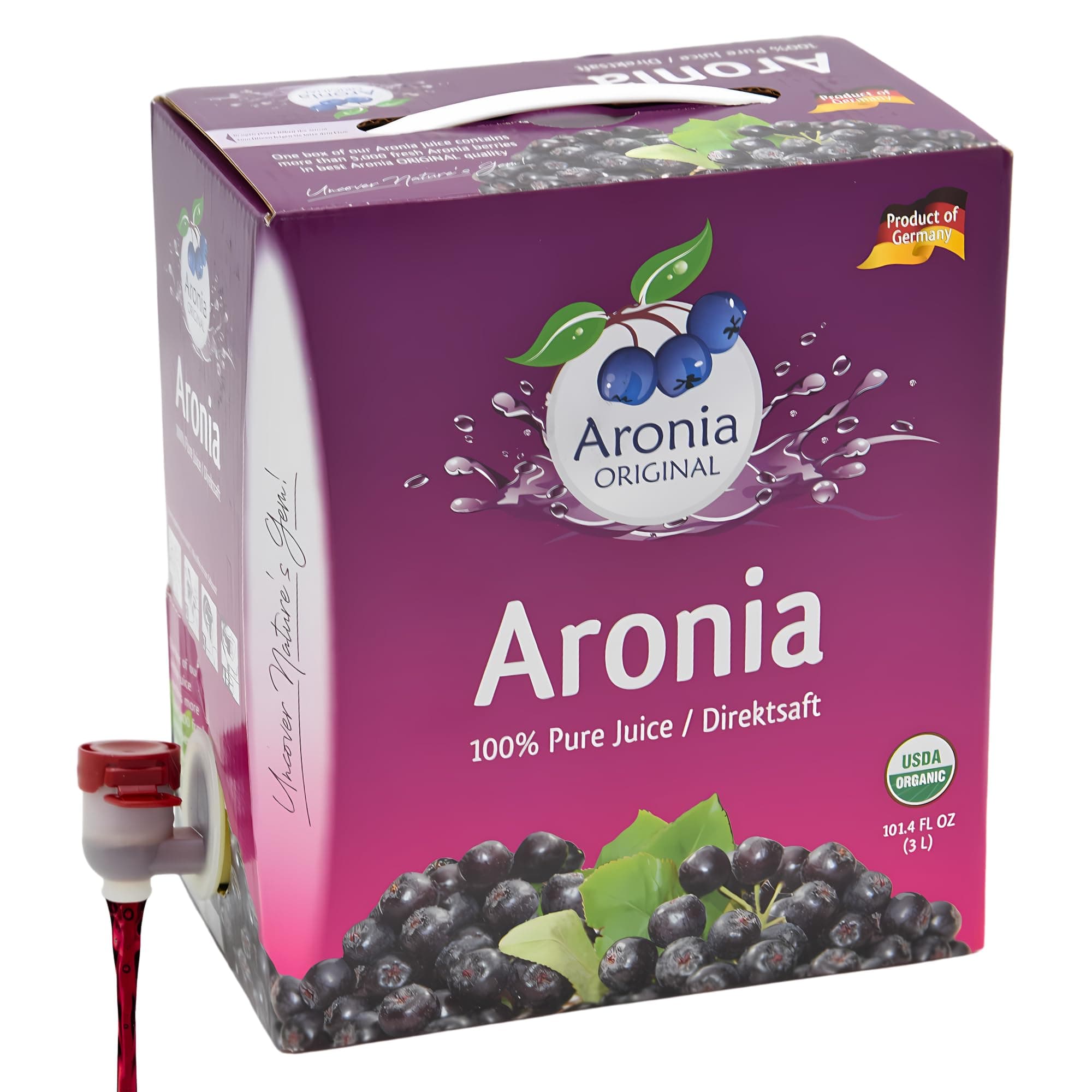 Organic Aronia Berry Juice Box 101.4 Fl Oz - 100% Pure Chokeberry Juice, Not from Concentrate - No Additives, Vegan & Non-GMO