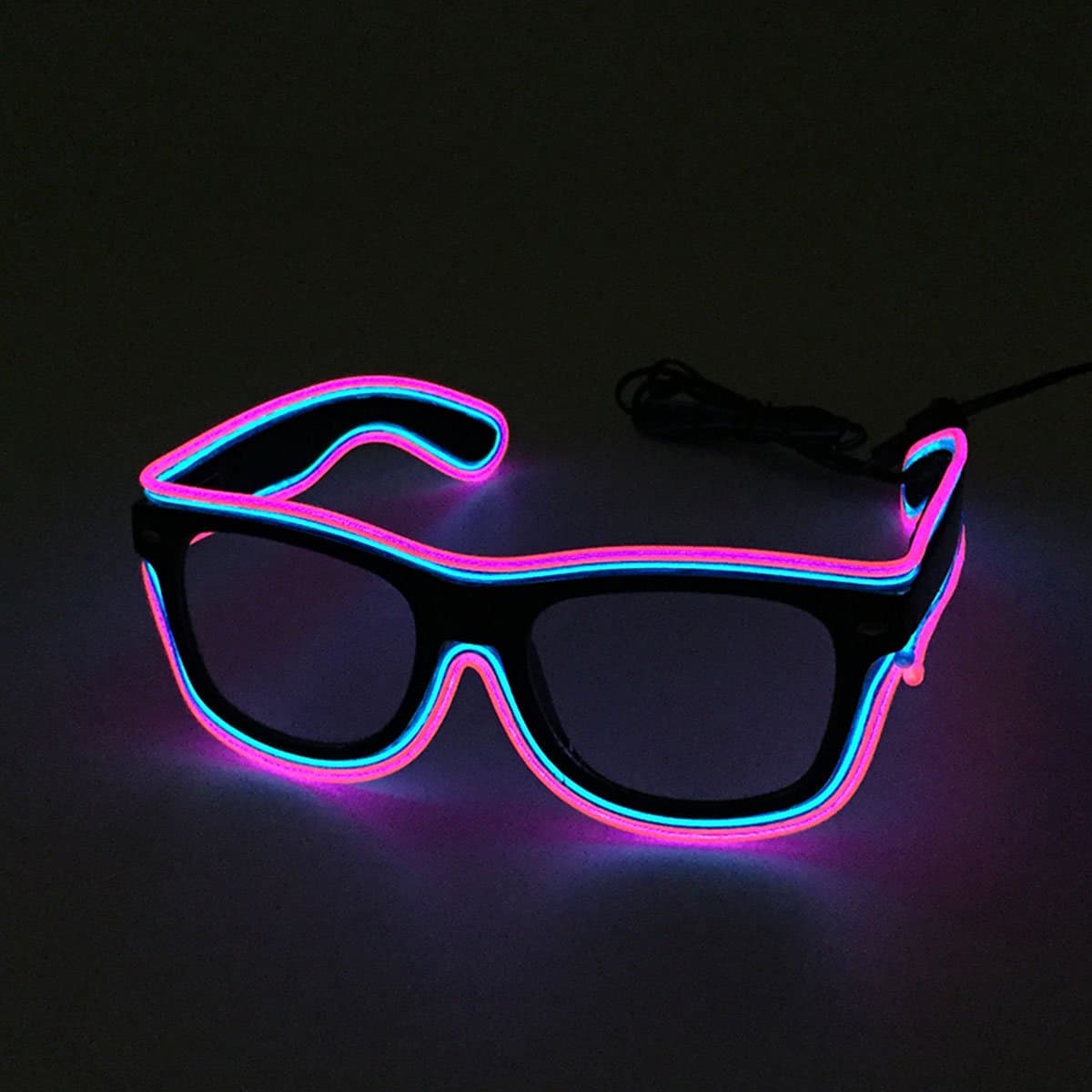 Double Color LED EL Wire Glasses Light Up Glow Flashing Sunglasses Eyewear for Raves Party