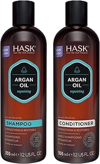 Argan Oil Repairing Shampoo and Conditioner Set for All Hair Types, Colour Safe, Gluten-Free, Sulfate-Free, Paraben-Free, Cruelty-Free - 1 Shampoo and 1 Conditioner