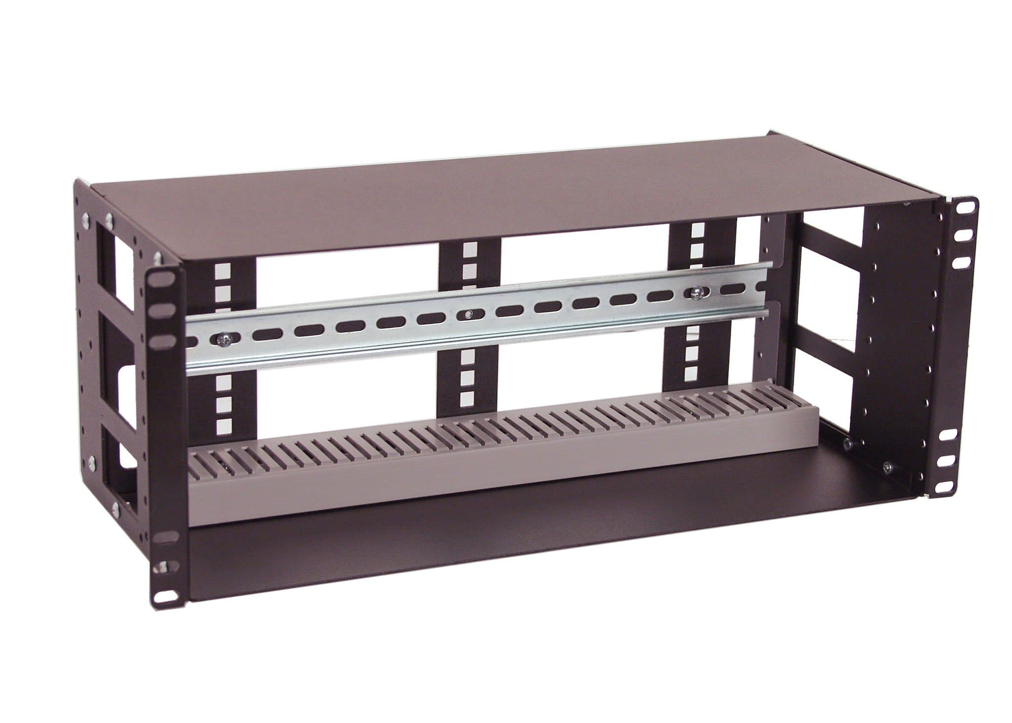 IRP208DB-4U Fully Enclosed Rackmount 4U Compact 8 inch Deep Industrial Din Rail Panel for 19 inch 2-Post Relay Rack or 4-Post Rack Cabinet