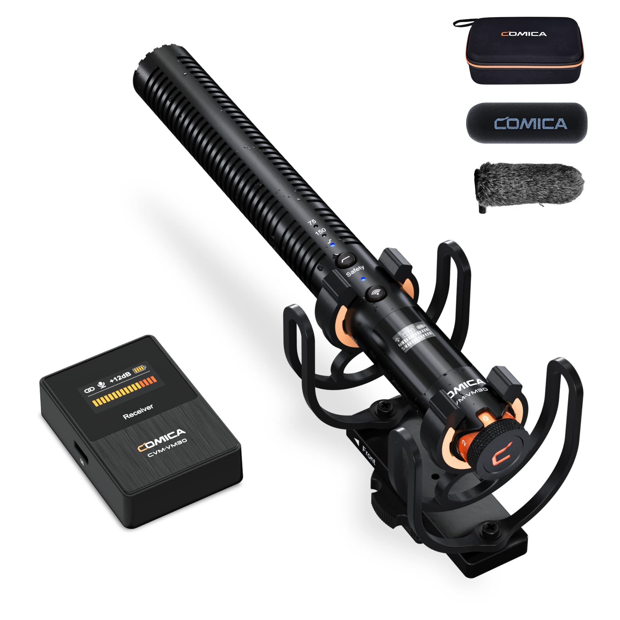 VM30 Shotgun Microphone, with Wireless Modes, USB C Digital Output, 75/150Hz, Super-Cardioid Universal Camera Microphone for Filmmakers, Vloggers - Wireless Mic for Camera, PC,1 Year Warranty