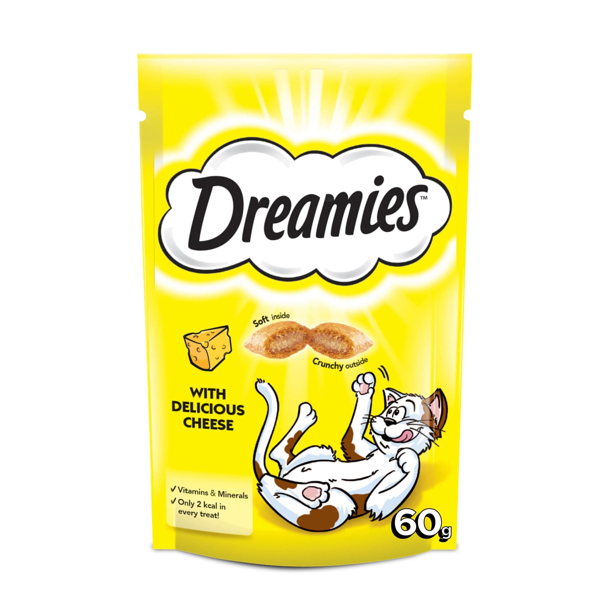 – Dreamies Cat Treats with Delicious Cheese, 60g Cat Treats, Crunchy on the Outside, Soft on the Inside Cheese Cat Treat
