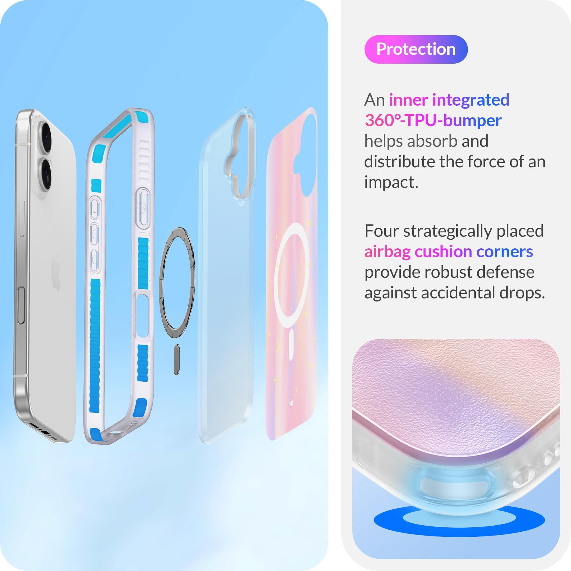 LONLI Hue - Magnetic Case for iPhone 16 Plus - [Compatible with Magsafe] - [360° Shock-Absorbent Bumper] - [Cute and Unique Phone Cover for Girls and Women] - Dreamy Night