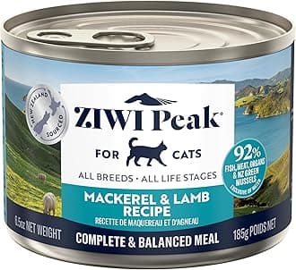 Peak Canned Wet Cat Food – All Natural, High Protein, Grain Free, Limited Ingredient, with Superfoods (Mackerel & Lamb, Case of 12, 6.5oz Cans)
