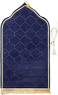- Muslim Prayer Rug with Tasbih Prayer Beads, Soft Memory Foam Prayer Matt Islam, Padded Islamic Prayer Mat Thick for Men and Women, Janamaz, Sajadah (25.6" x 43.3", Navy Blue)
