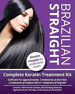 Searching Plants Brazilian Straight, Keratin Home Use Treatment Kit, Salon Quality Hair Straightening/Blow Dry/Smoothing, 100ml, Great Gift/Present
