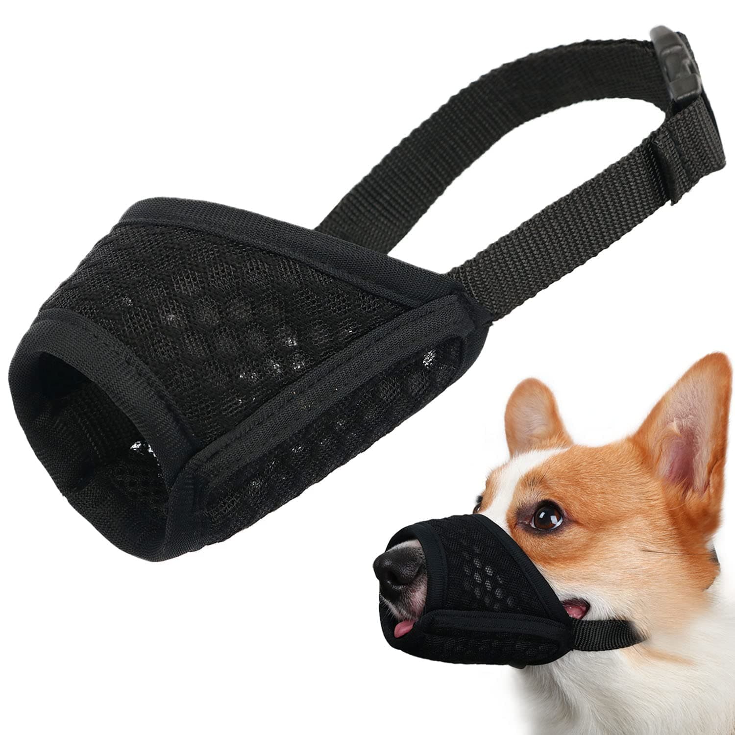Mayerzon Dog Muzzle, Puppy Soft Mesh Muzzle for Small Medium Large Dogs Chihuahua Poodles Beagle Dachshund Corgis Labrador for Biting Chewing Grooming That Allows Panting Drinking