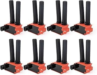 Set of 8 Red Ignition Coil Pack V8 5.7 6.1 6.4 Compatible with Chrysler Dodge Ram Jeep Aspen 300 Challenger Charger Durango Magnum Commander Grand Cherokee 2005-2019 Coils for UF504 C56029129AA