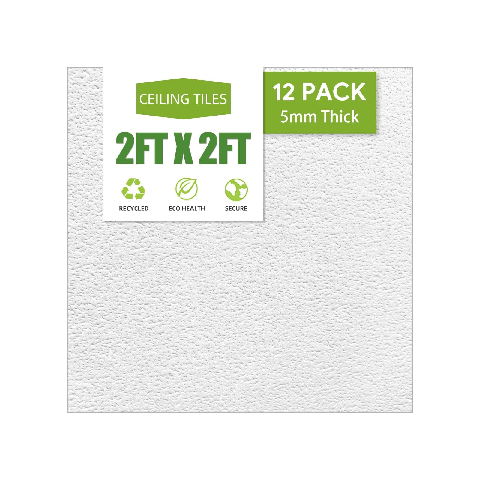 2ft x 2ft Drop Ceiling Tiles，Printed Pro Ceiling Tiles 24 x 24in. Waterproof, Washable and Fire-Rated - Reusable - High-Grade PVC to Prevent Breakage-Cover 48 Sq. Ft-Package of 12 Tiles