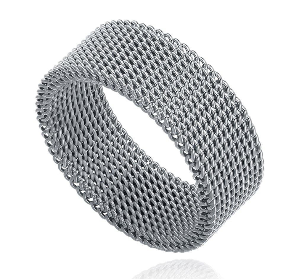 Karana 8MM Stainless Steel Mesh Ring