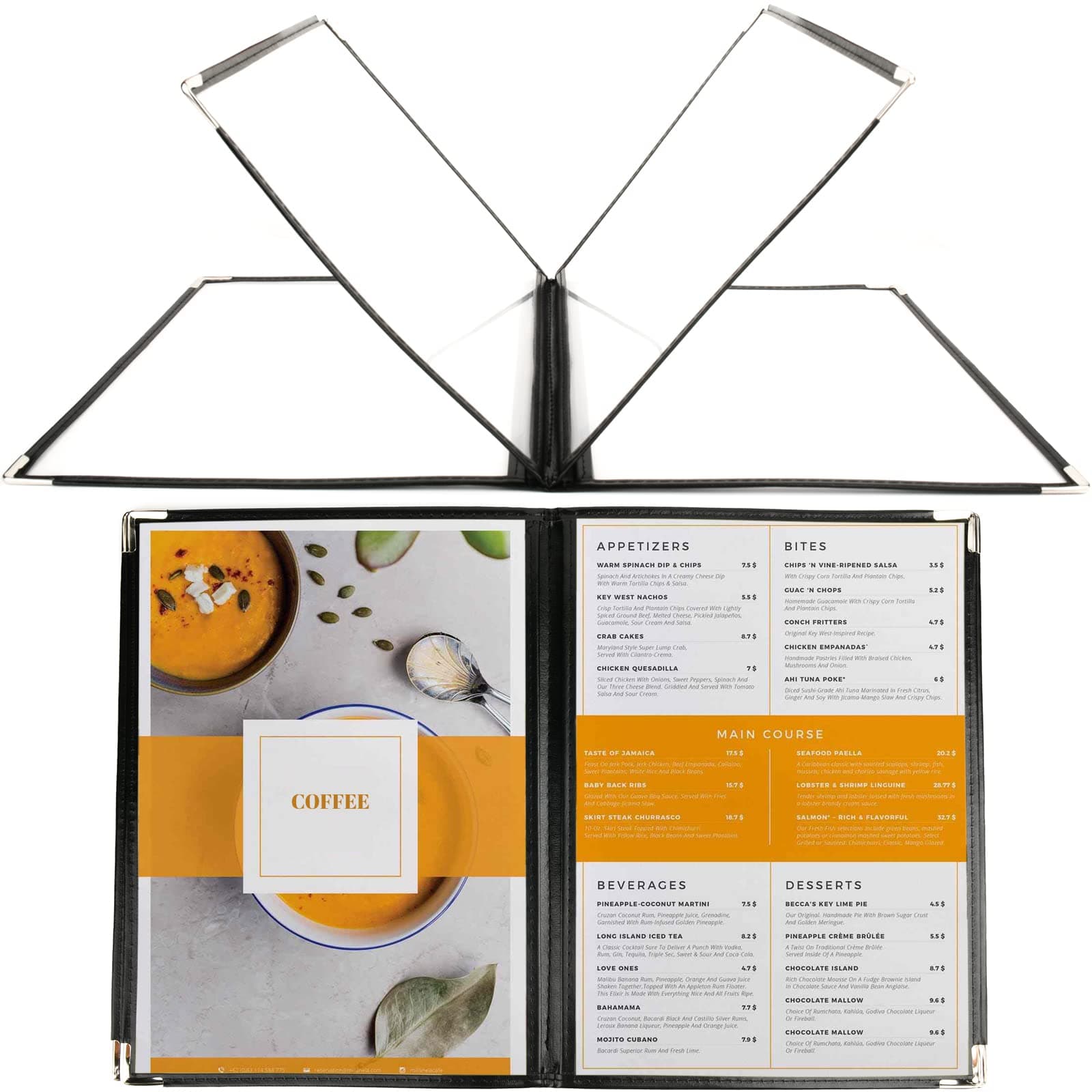 Cosmos2 Pcs Transparent Restaurant Menu Covers 4 Page 8 View Book Style Menu Sleeve Menu Holder for Bar Cafe Kitchen Office Homeschool Morning Menus Folder, 12.5 x 9 Inch, Fits A4 Size Paper