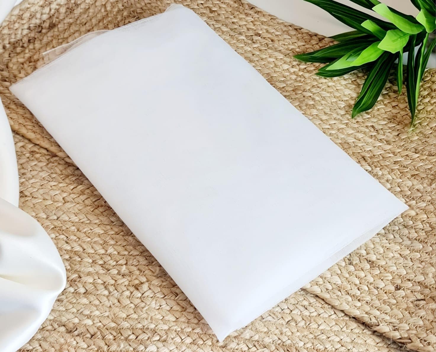 SATYAM KRAFT 5 Meter Multipurpose Net Fabric Soft Cloth Roll | Wedding, Valentine & Party Decoration Items, Birthday, Anniversary | Stage, Tent, Backdrop, Mandap Festive, Event Decor Net (White)