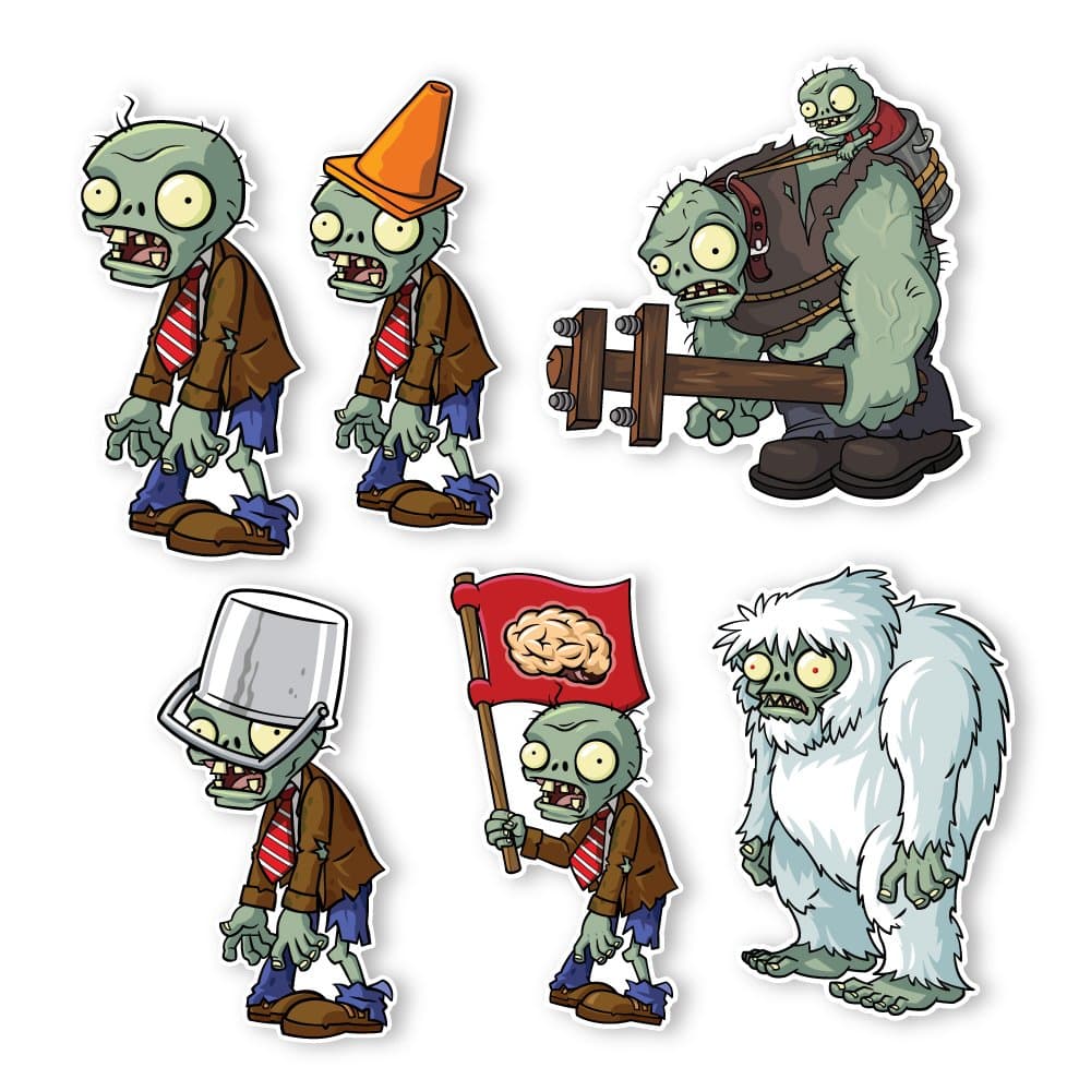 Plants vs. Zombies 2 Wall Decals: Special Front Yard Zombie Set II (Six Zombies 6 inches Longest Side)