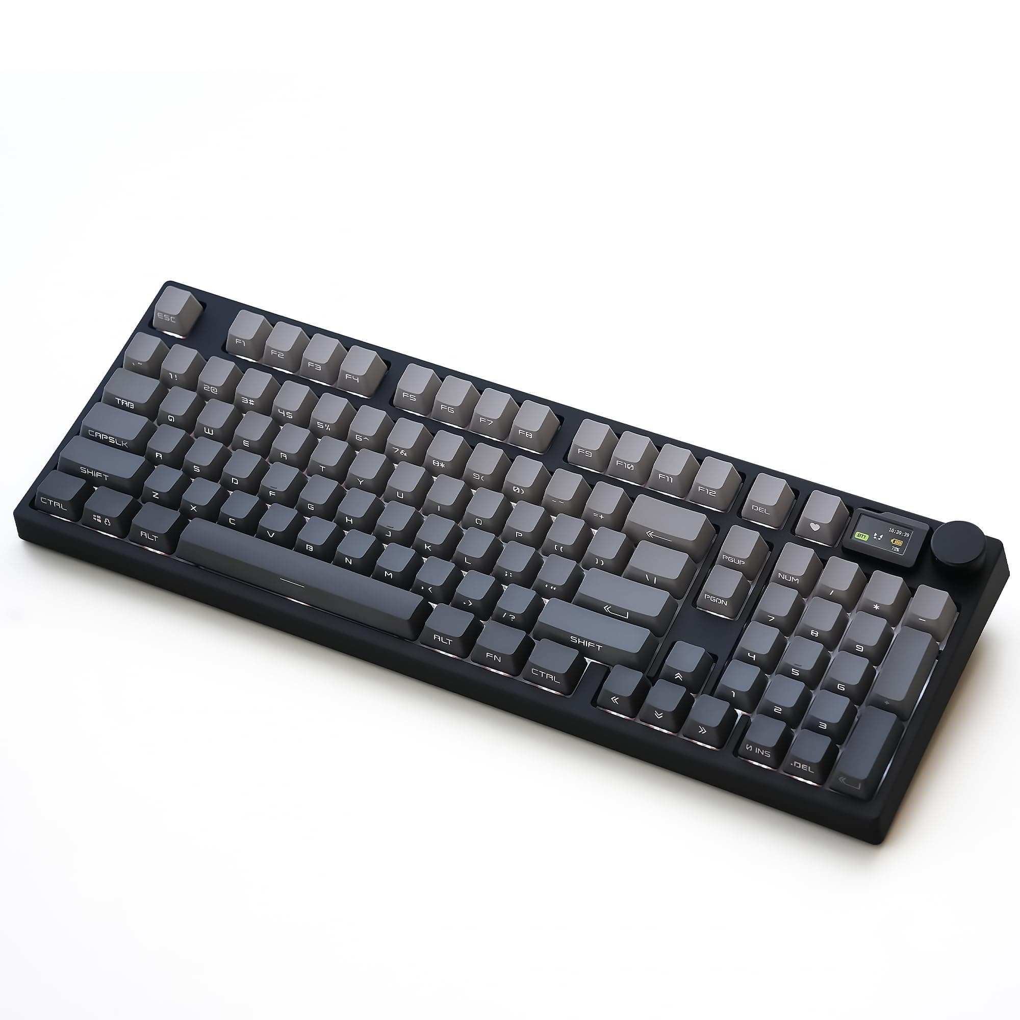 keydous NJ98 Wireless Custom Mechanical Keyboard with Screen Knob 96% Hot Swappable RGB Keyboard Mac Windows (Dark, Steel Plate - BOX Taro Ice Cream Pro)