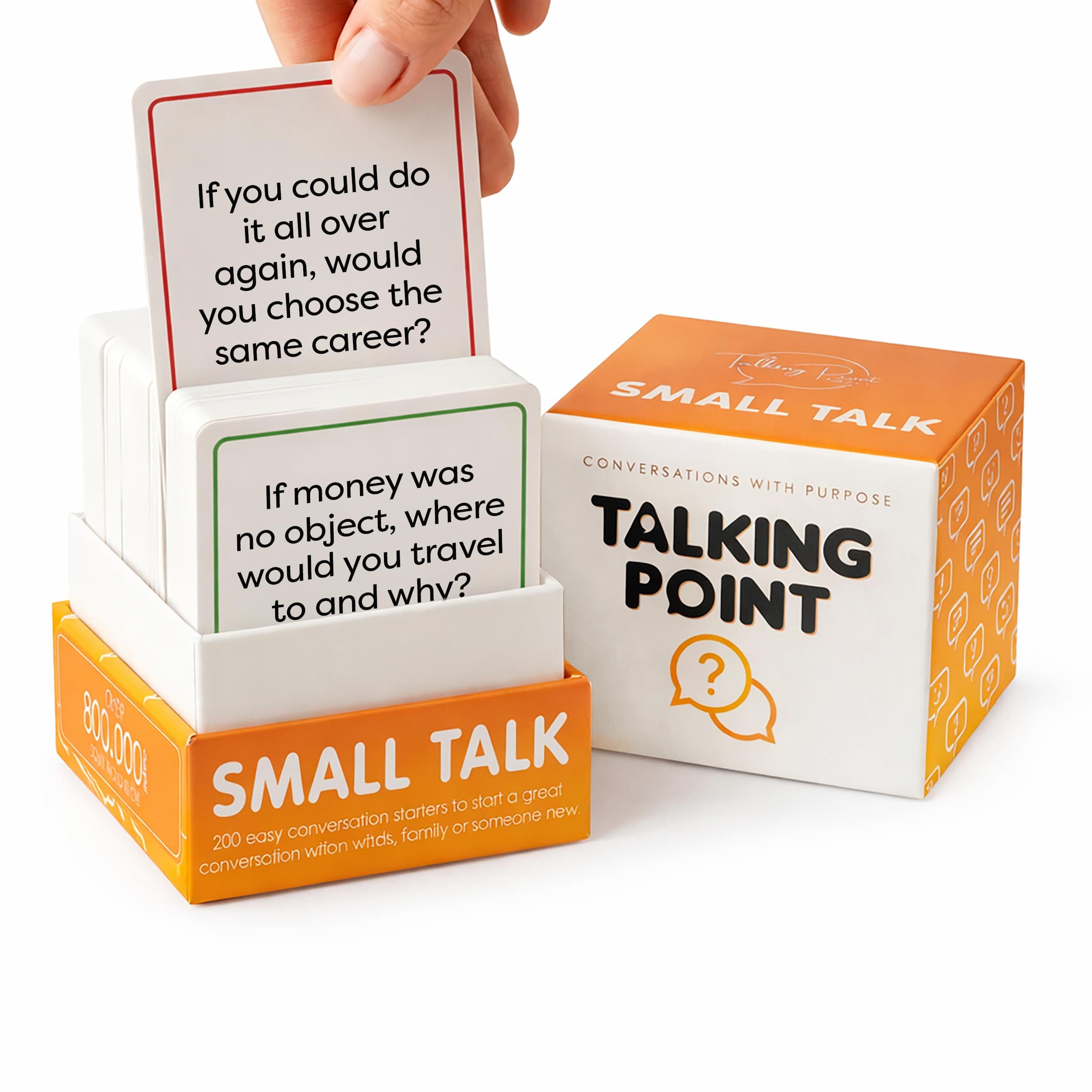 200 Ice Breaker Conversation Cards - Conversation Starters Friendly Small Talk Icebreakers For Friends, Coworkers, Family, Dates, & Acquaintances - Fun For Parties, Road Trips, Vacation Game Night