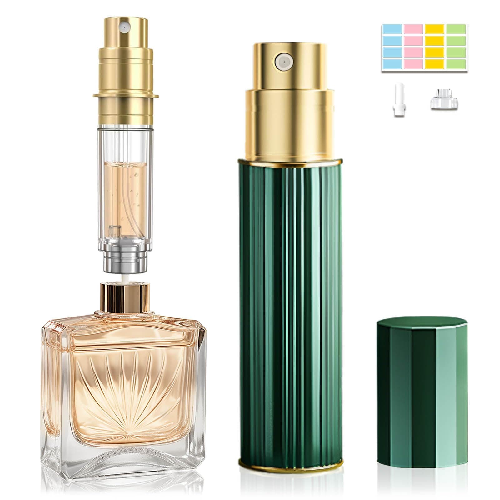 Perfume Atomiser, Perfume Travel Bottle, 10ML Atomiser Spray Bottle, Refillable & Travel Size Perfume Spray Bottle Easy to Refill Cologne Dispenser for Women Men(Green)