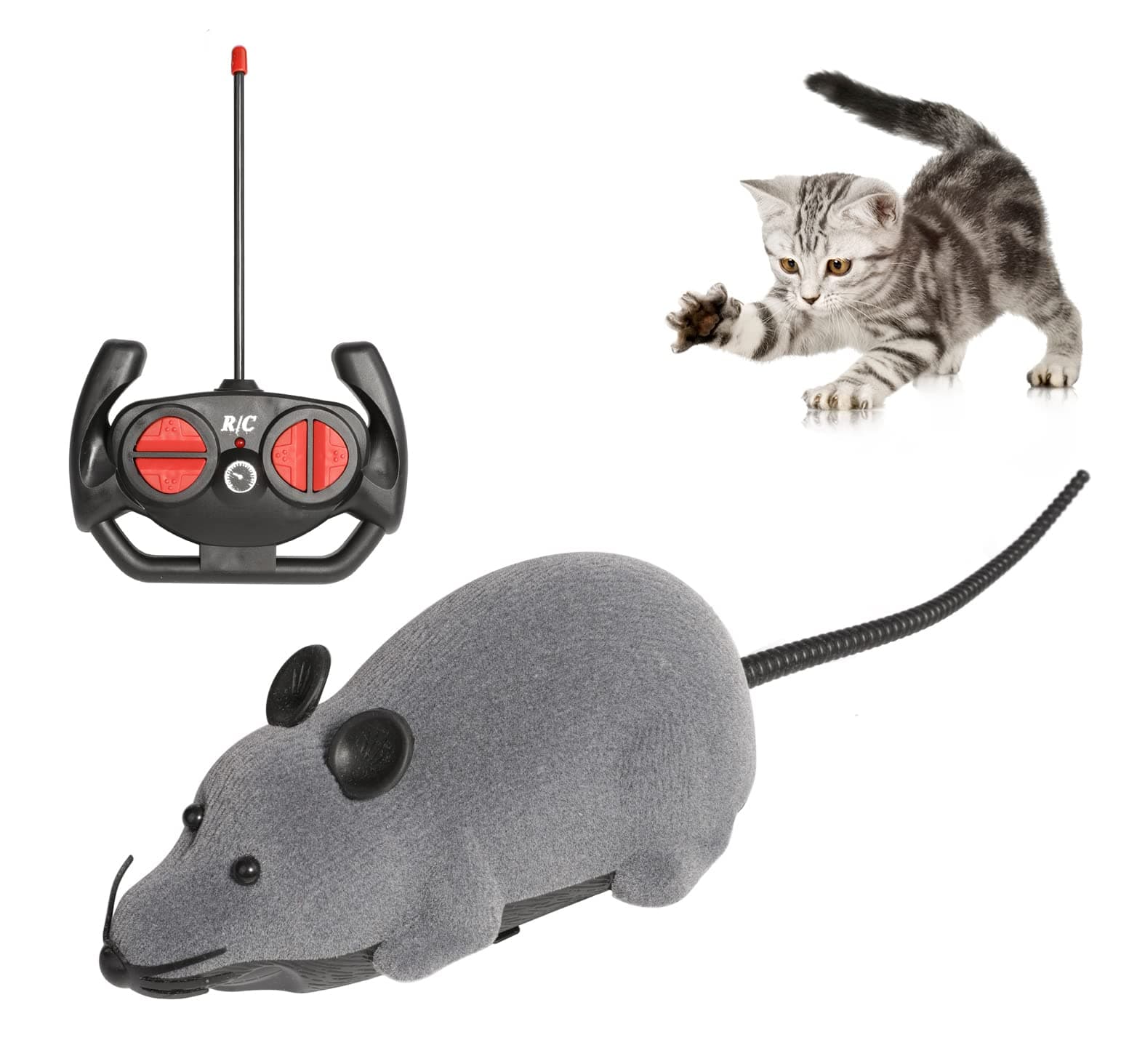 niCWhite Remote Control Mouse Cat Toy, Interative Moving Cat Toys Wireless Electronic RC Rat Mice Pet Toys for Chase and Exercise (Grey)