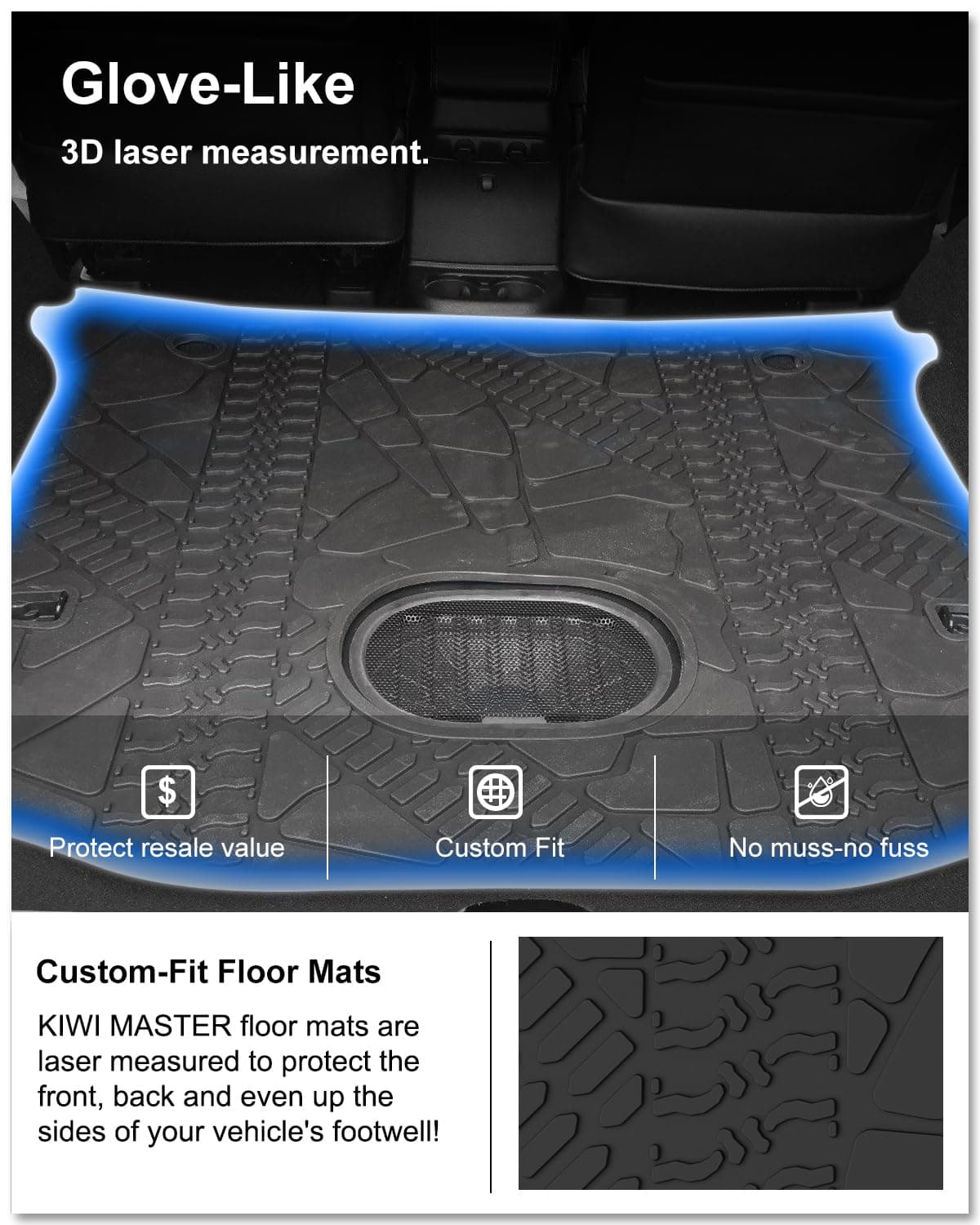 KIWI MASTER Cargo Mat Liner Compatible for 2015-2018 Jeep Wrangler JK 4 Door Unlimited All Weather Rear Trunk Mat Liner Tray (with Factory Subwoofer) 82214404