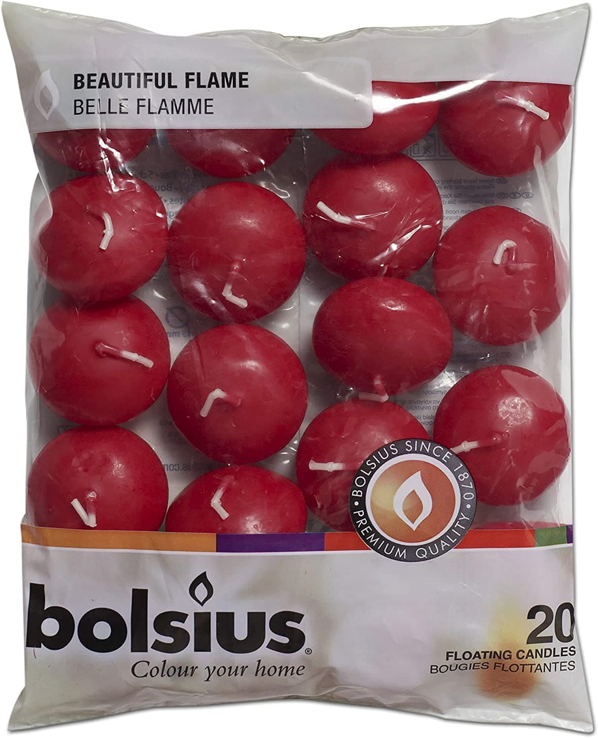 BOLSIUSUnscented 1.75" Floating Candles – Set of 20 Red Floating Candles – Cute and Elegant Burning Candles – Candles with Nice and Smooth Flame – Party Accessories