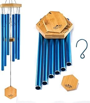 Wind Chimes for Outside - Unique Deep Tone Metal WindChimes, Wailua Blue
