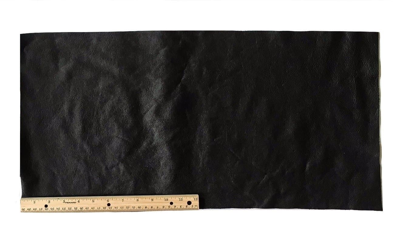 Dangerous Threads A-1 Upholstery Leather Piece Cowhide Black Light Weight 12 x 24 inches 2 SF