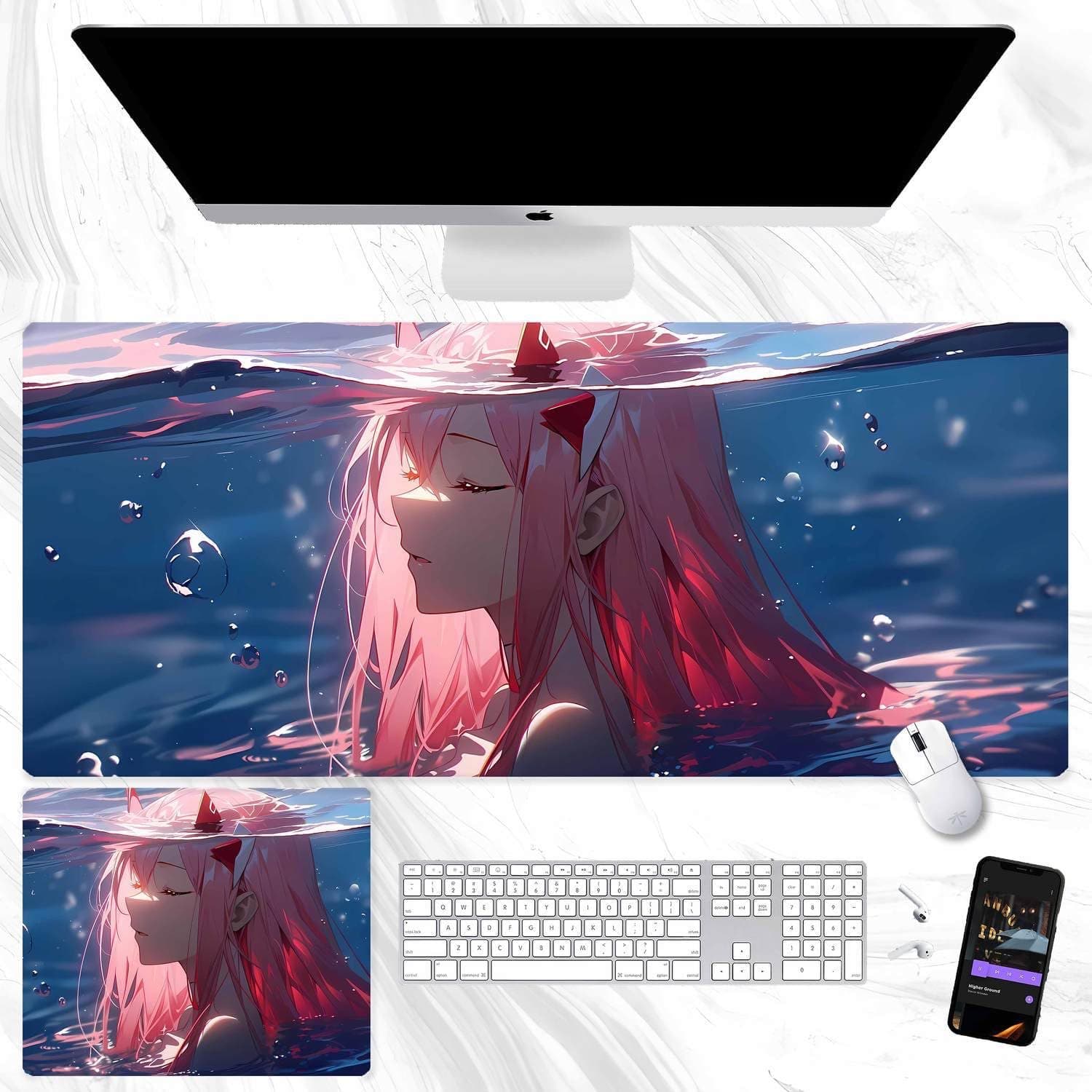 Darling in the Franxxx Mouse Pad Zero Two Mouse Mat Anime Gaming Mousepad Large Keyboard Pad Computer Laptop Office Student Mousepad for Boys Girls