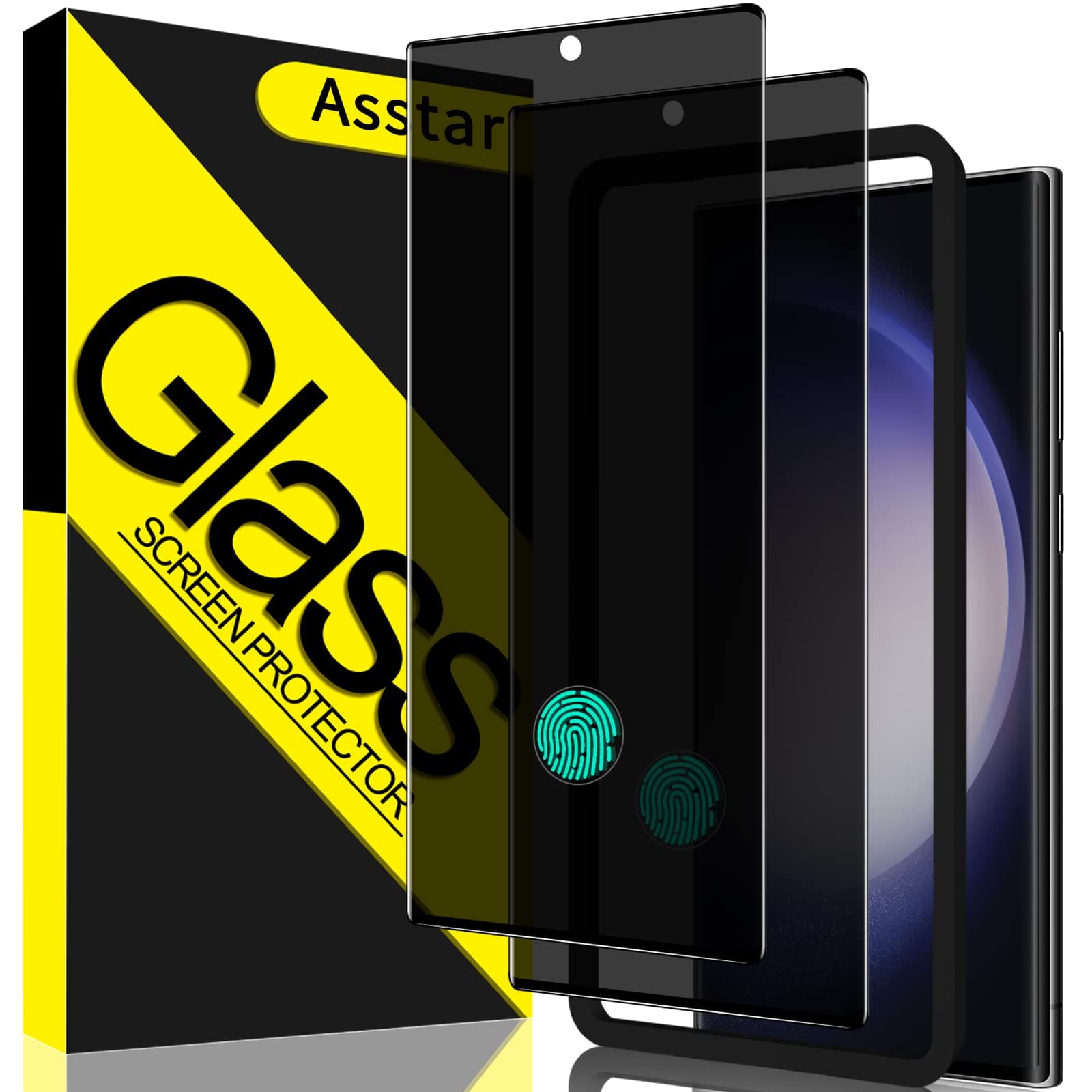 Asstar [2 Pack Samsung Galaxy S23 Ultra Privacy Screen Protector,Support Fingerprint Unlock Screen Protector,9H Tempered Glass Film Screen Protector
