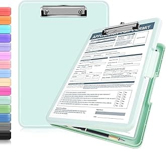 Clipboard with Storage, Clipboards 8.5x11 with Storage, Nursing Clipboard Foldable, Smooth Writing with Pen Holder Clipboards, High Capacity Storage Clipboard for Office Storage, Nurse, Kids (Green)