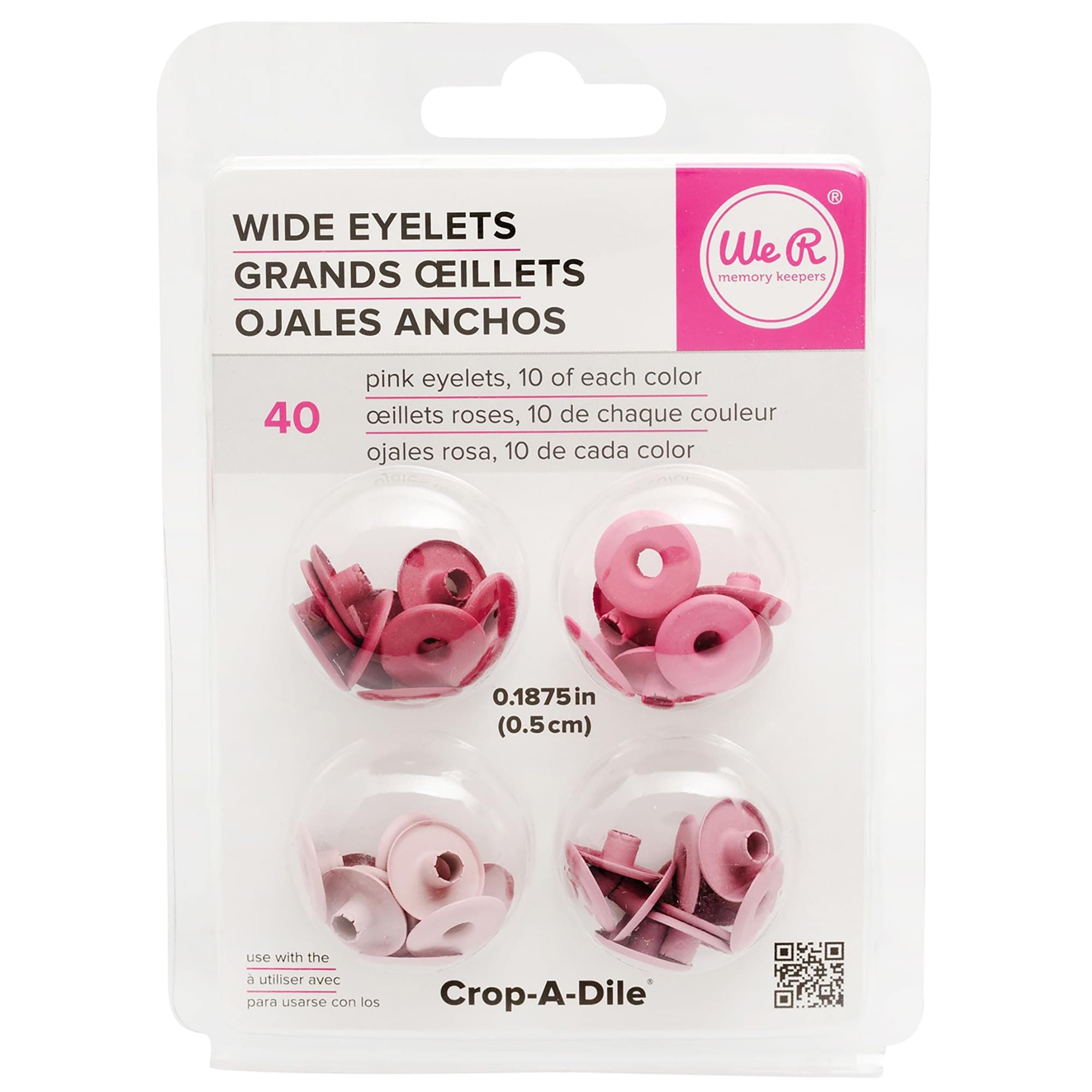 Eyelets We R Memory Keepers Wide Eyelets, Aluminum Pink