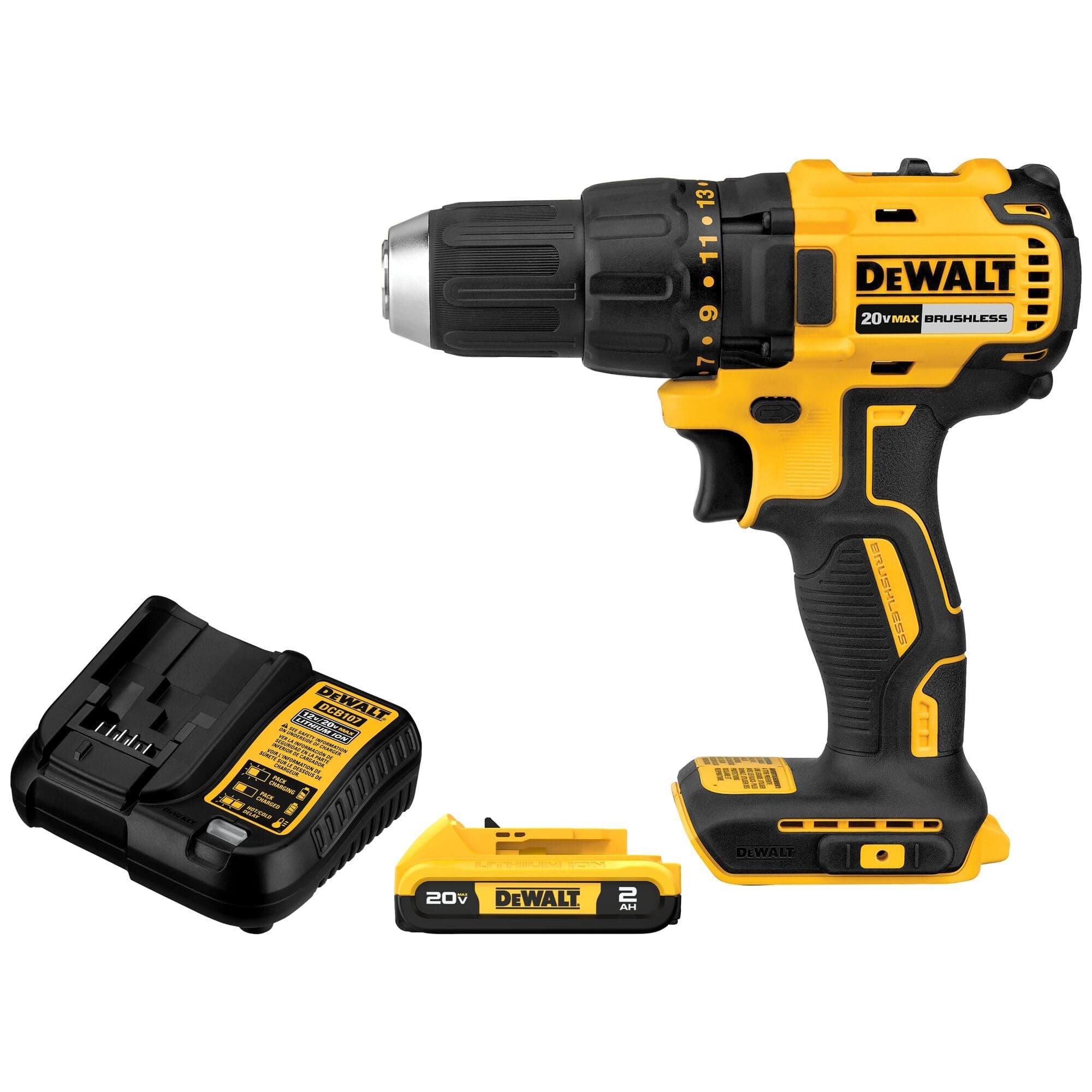 DEWALT - 20V MAX Cordless Drill, 1/2" (1/2"), 2-Speed, 2.0Ah XR Battery and Charger Included (DCD777D1)