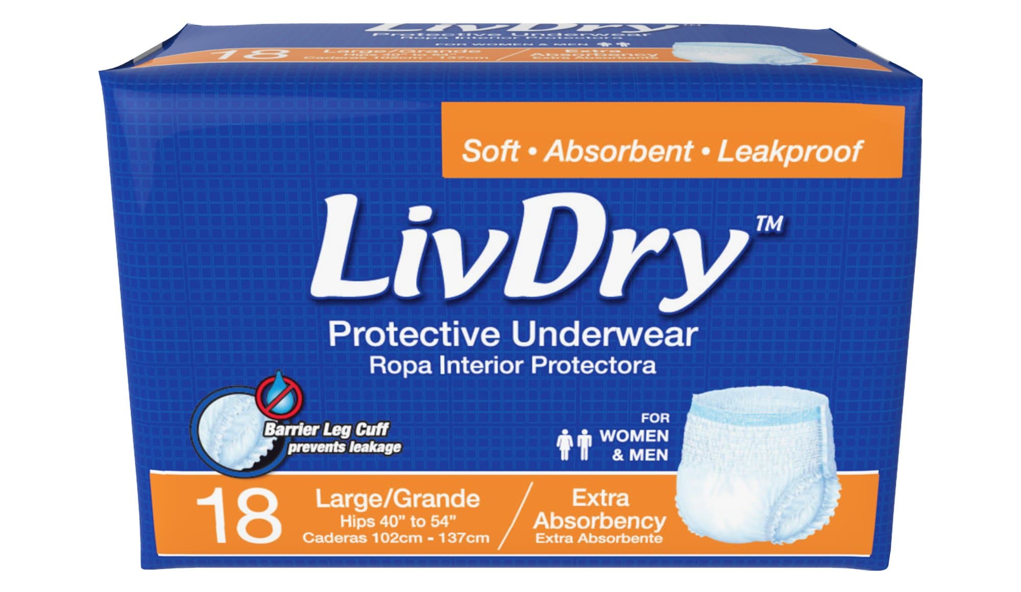 LivDry Premium Large Protective Underwear Count: 72