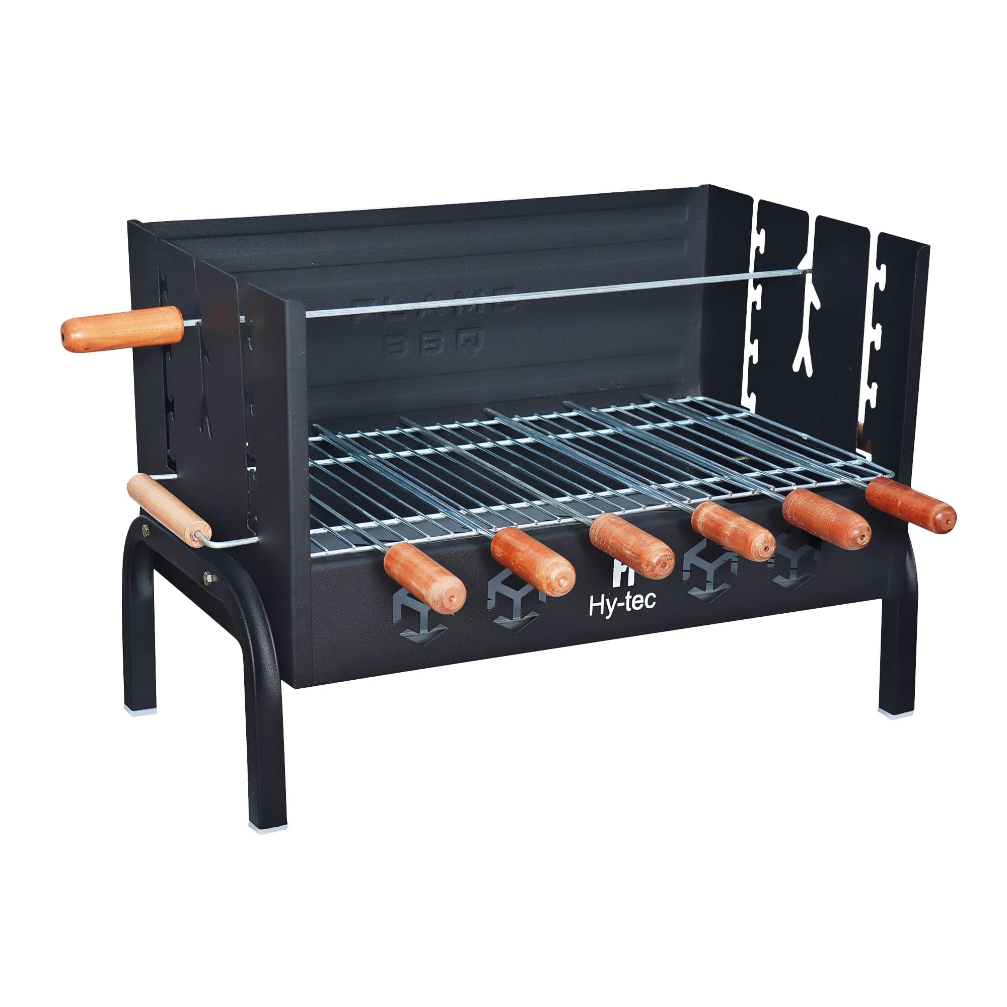 H Hy-Tec (Device) Hybb - Flame Charcoal Grill Barbeque With 7 Skewers & Charcoal Tray (Stellar Black), Free Standing