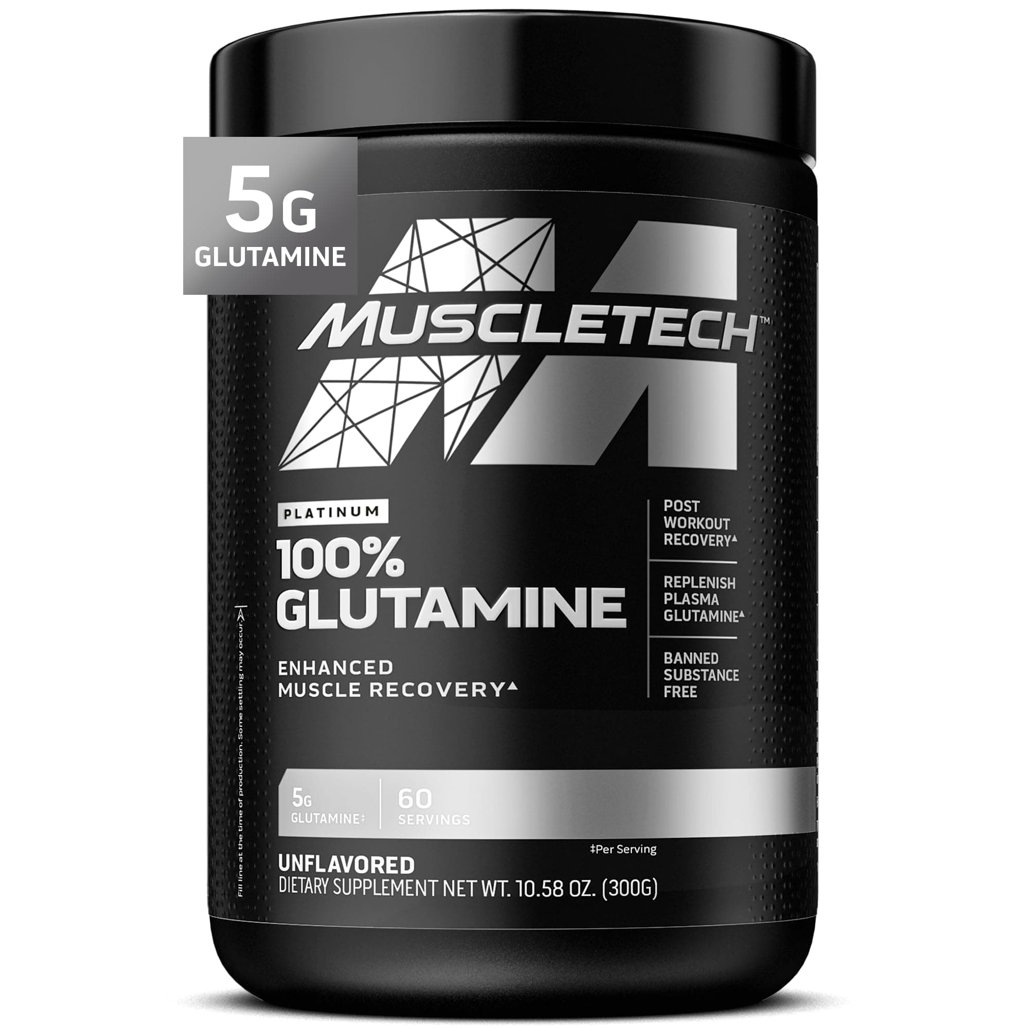 MuscleTech, Platinum 100% Glutamine, Plain, 300g (10.58oz)