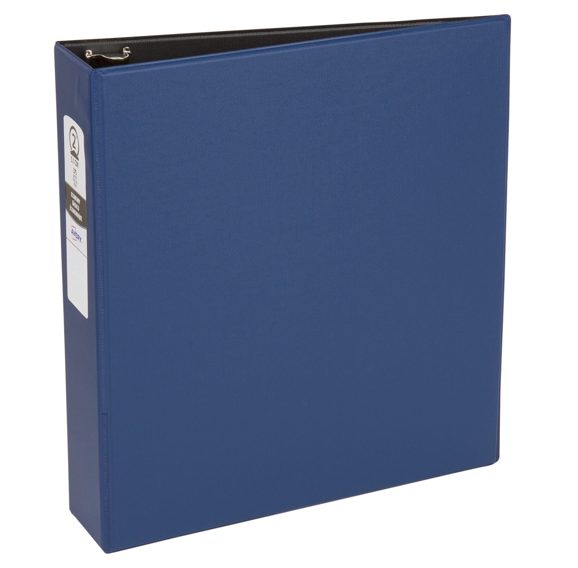 Avery Standard 3 Ring Binder, 2" Round Rings, 375-Sheet Capacity, 2.8 Inch Wide Spine, 1 Blue Binder, Ideal for Lightweight Organization and Occasional Referencing (03500)