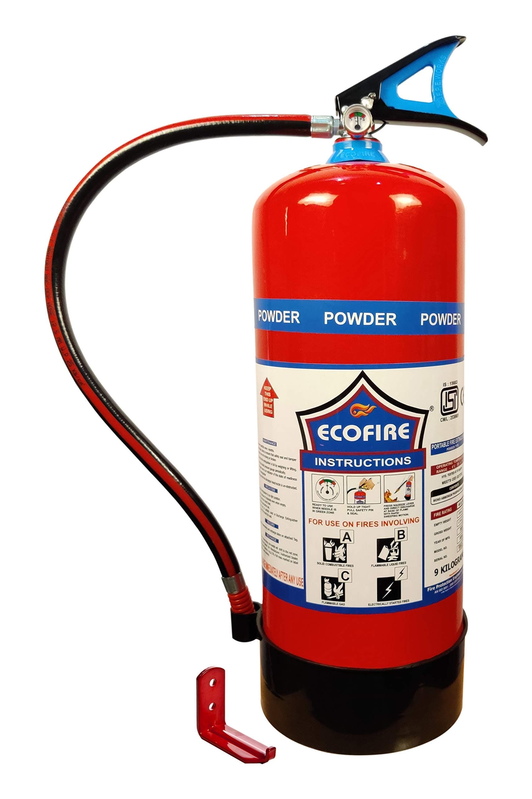 ECO FIRE ABC Powder Type Fire Extinguisher (9 Kg, Red, Black)